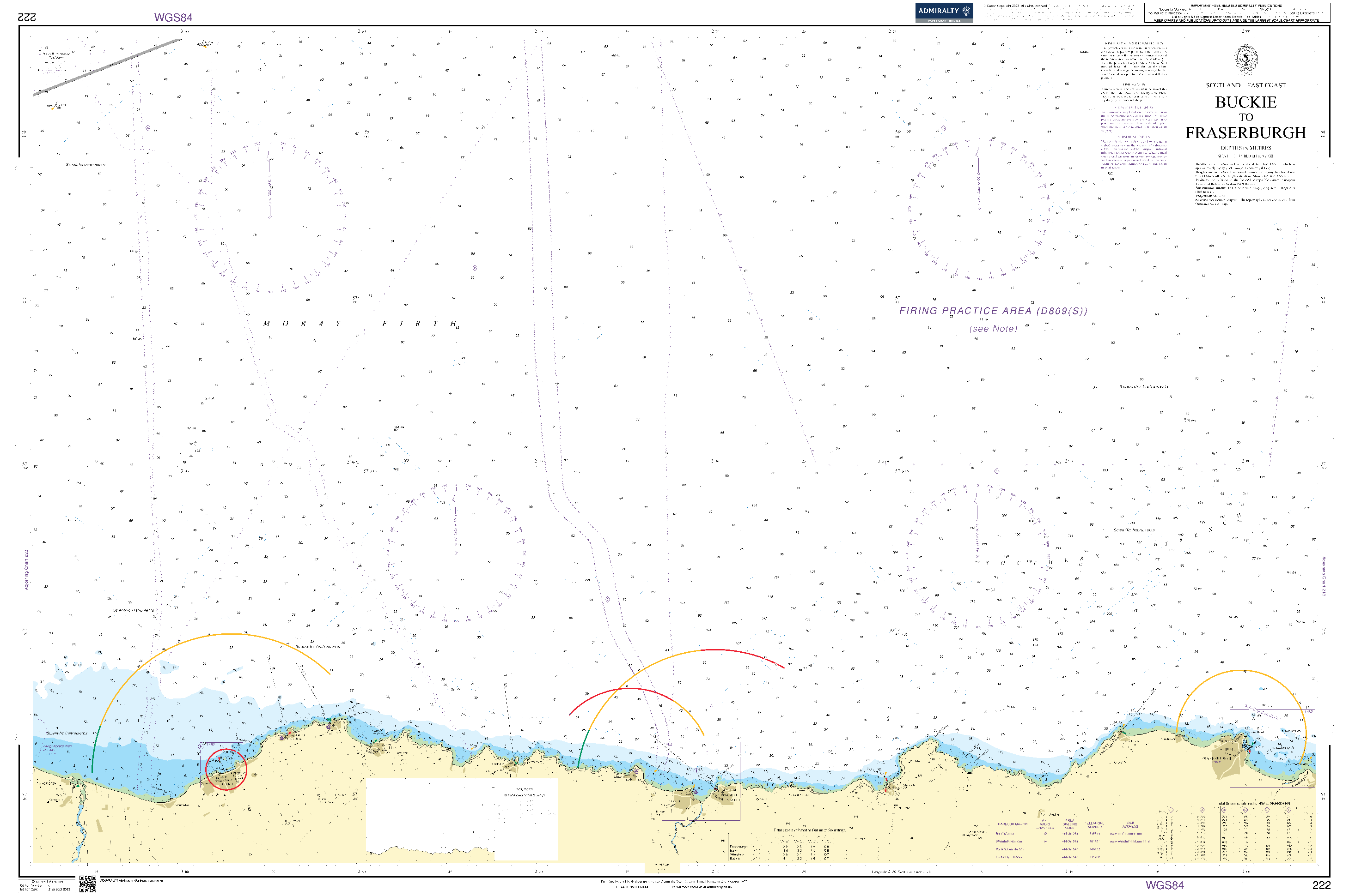 British Admiralty Nautical Chart 222: Buckie to Fraserburgh