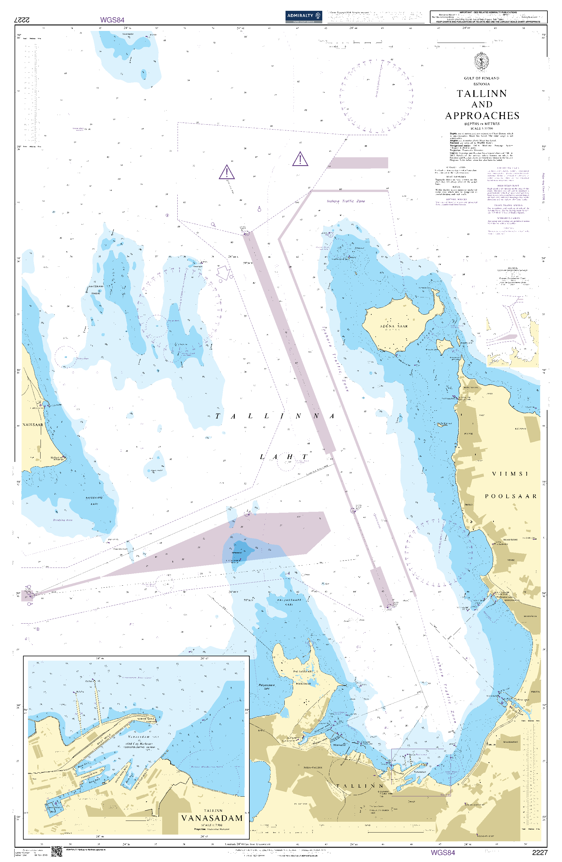 British Admiralty Nautical Chart   2227: Tallinn and Approaches