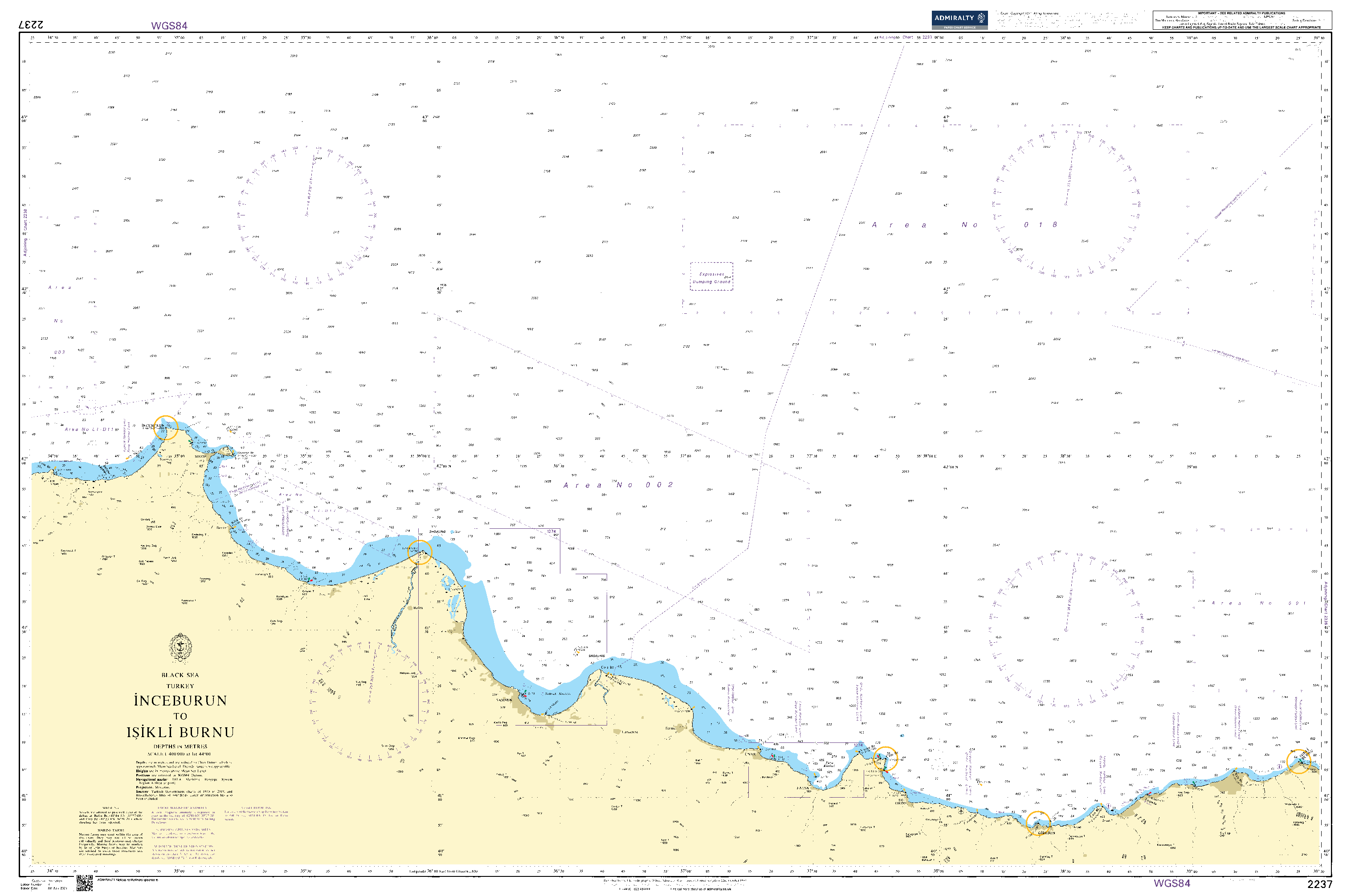 British Admiralty Nautical Chart 2237: North Sea, Terschelling to Esbjerg