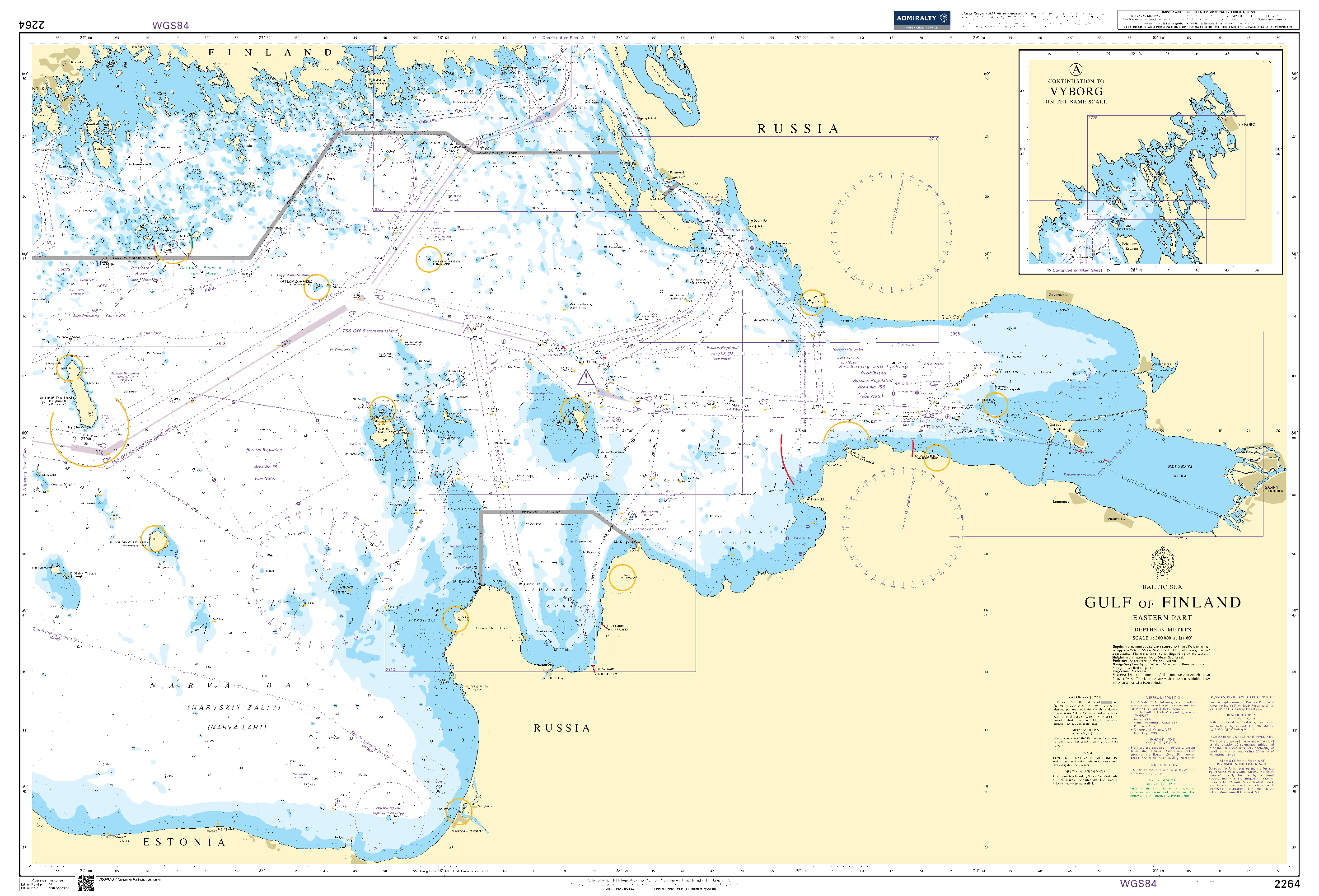 British Admiralty Nautical Chart 2264: Baltic Sea, Gulf of Finland, Eastern Part
