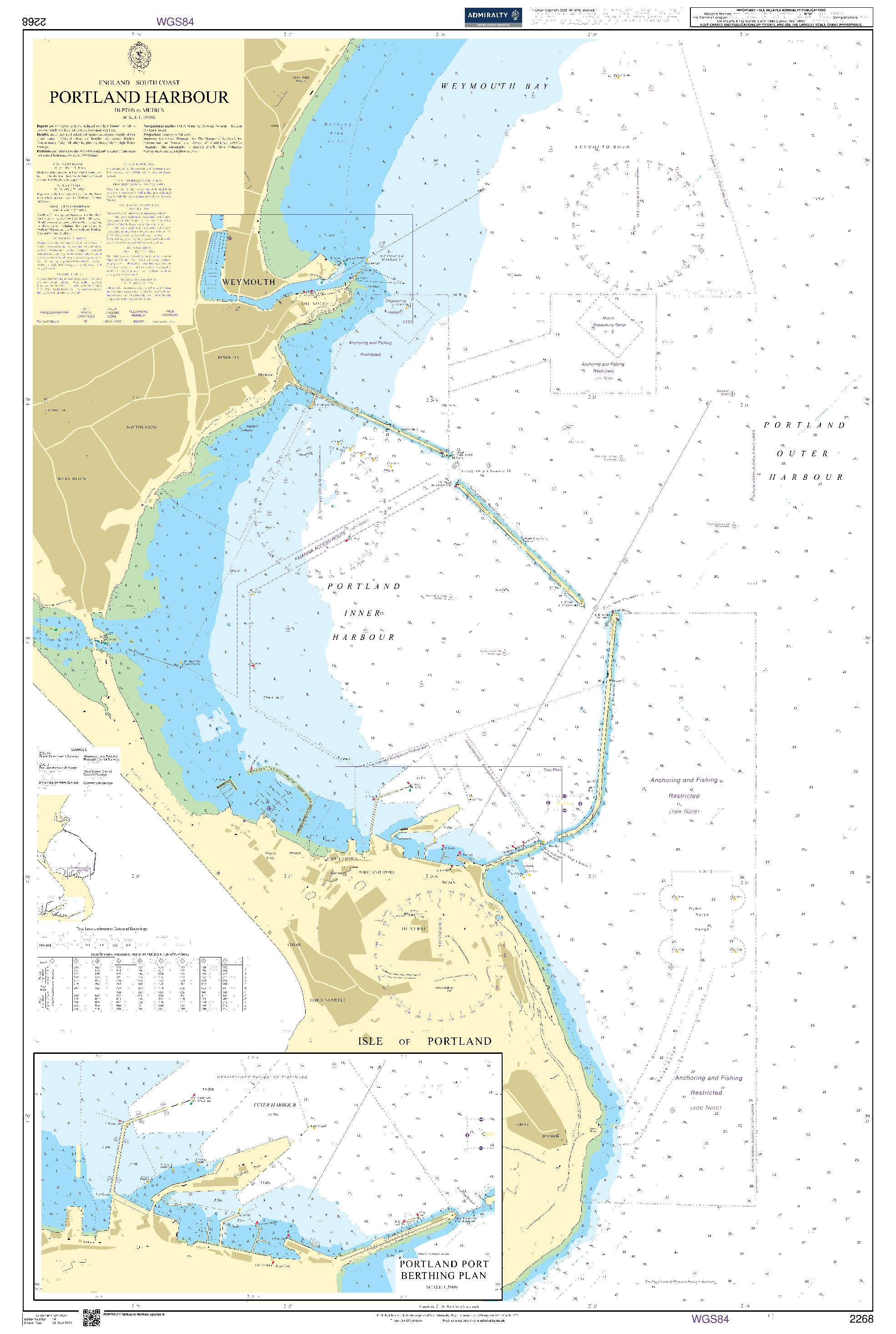 British Admiralty Nautical Chart 2268: Portland Harbour