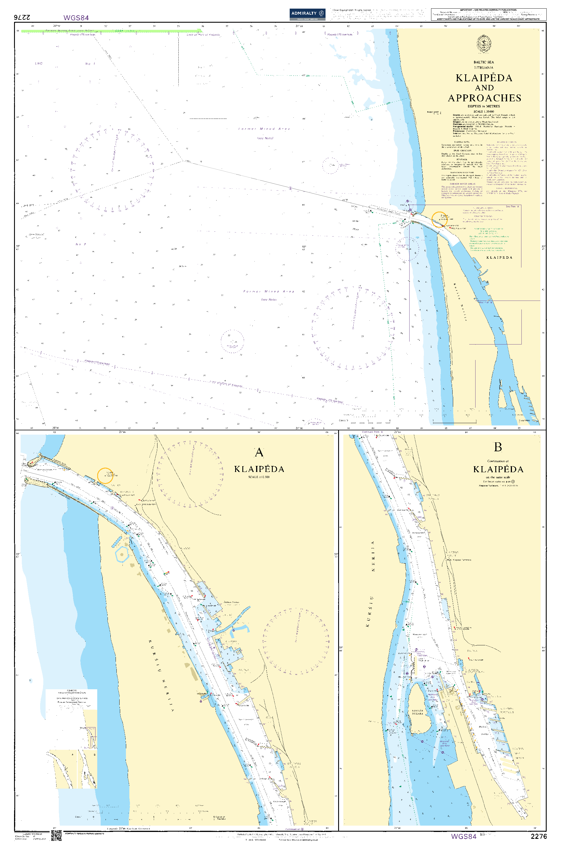 British Admiralty Nautical Chart 2276: Baltic Sea – Lithuania, KlaipÌda and Approaches