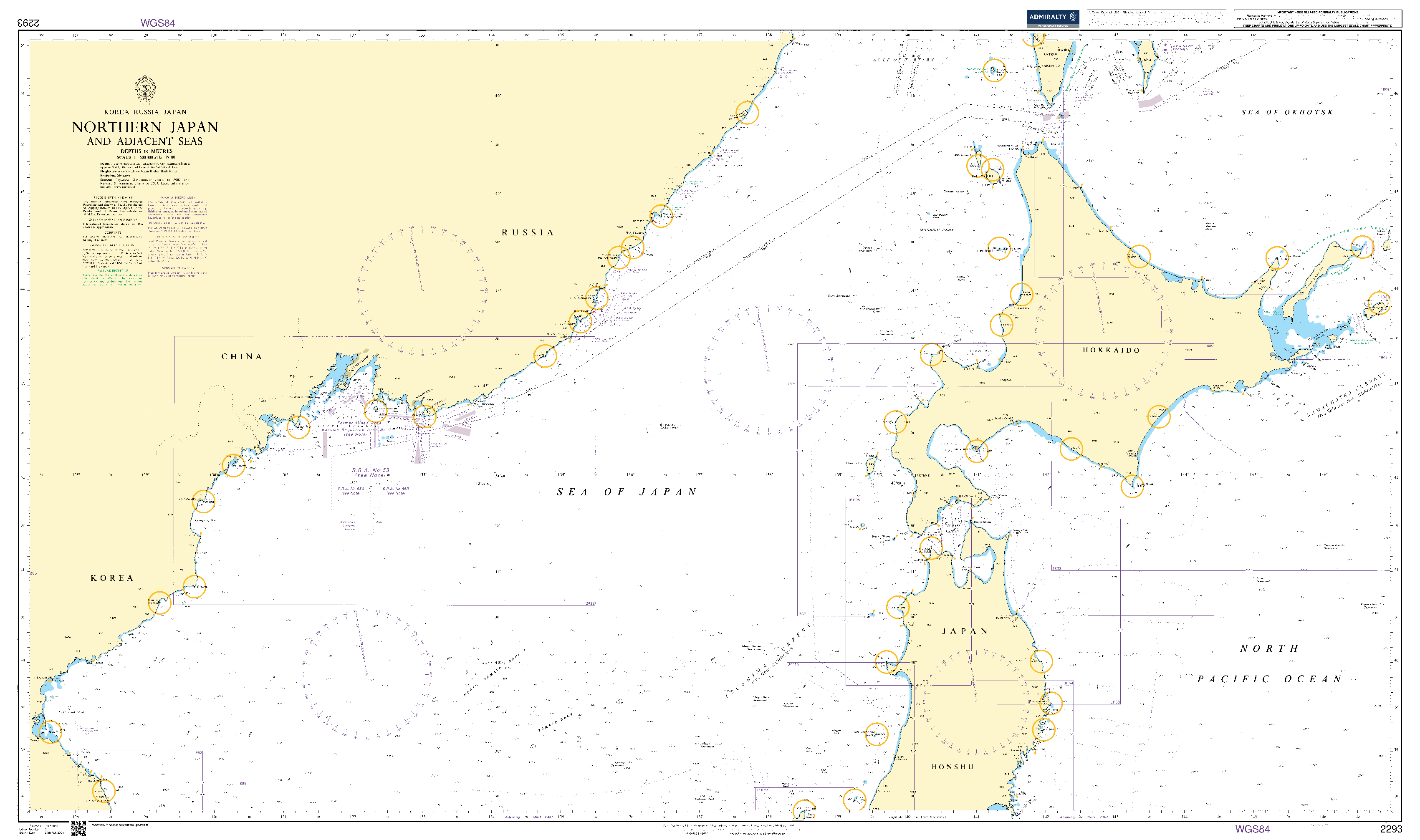 British Admiralty Nautical Chart 2293: Northern Japan and Adjacent Seas