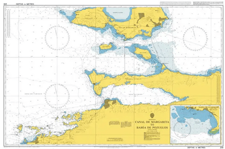 British Admiralty Nautical Chart 230: Canal de Margarita to Bahia de Barcelona