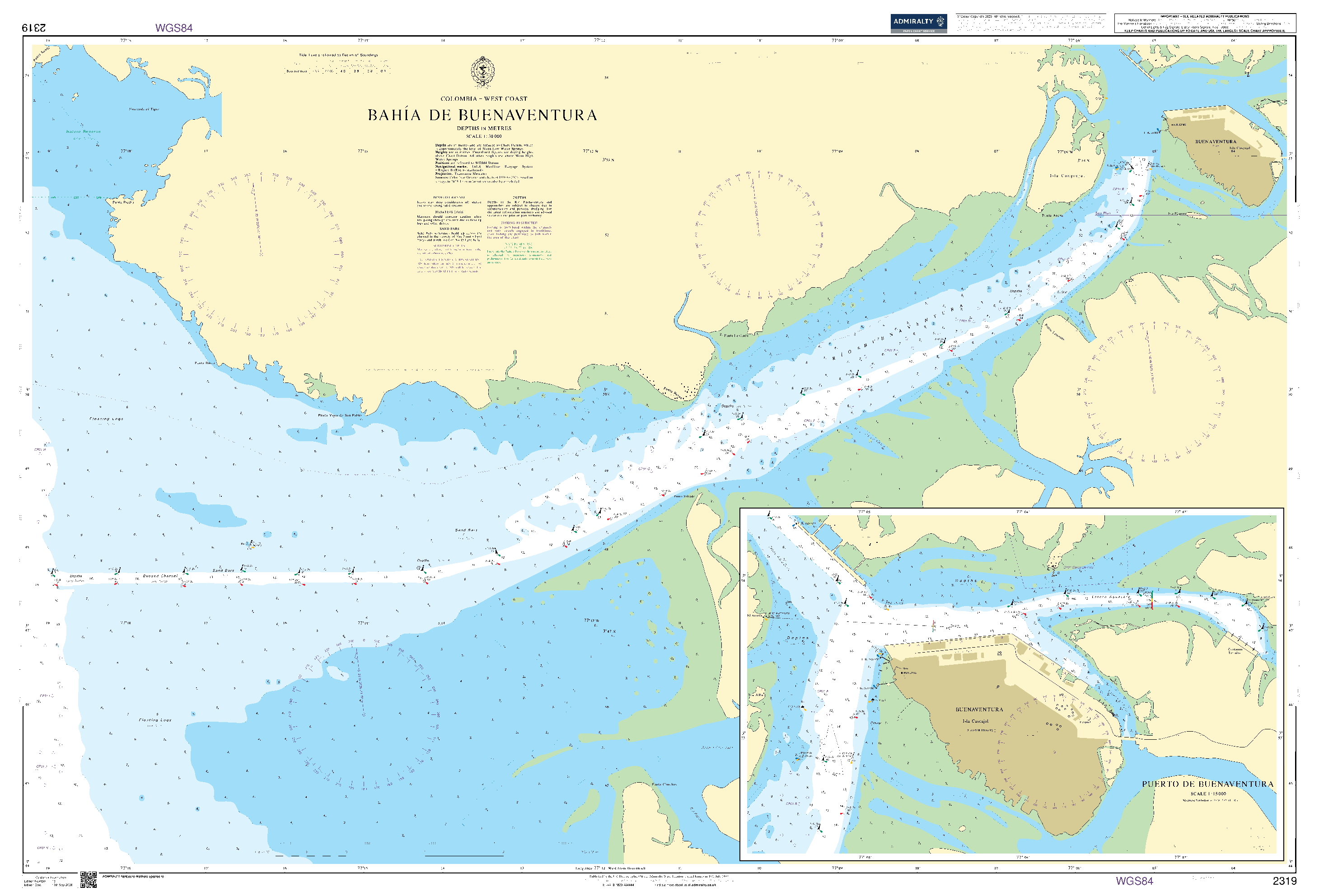 British Admiralty Nautical Chart 2319: Colombia – West Coast, Bahía de Buenaventura. Puerto de Buenaventura