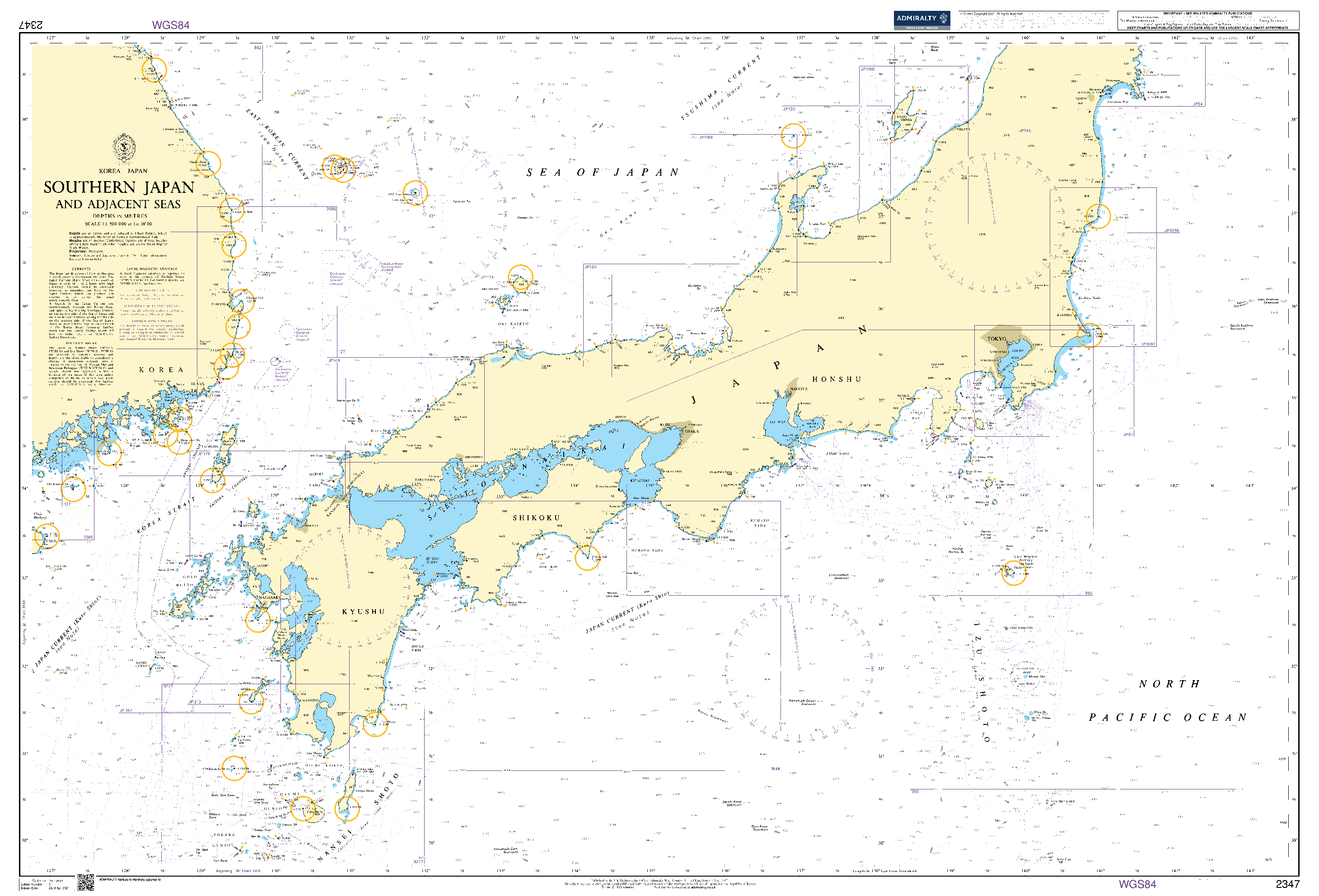 British Admiralty Nautical Chart 2347: Southern Japan and Adjacent Seas