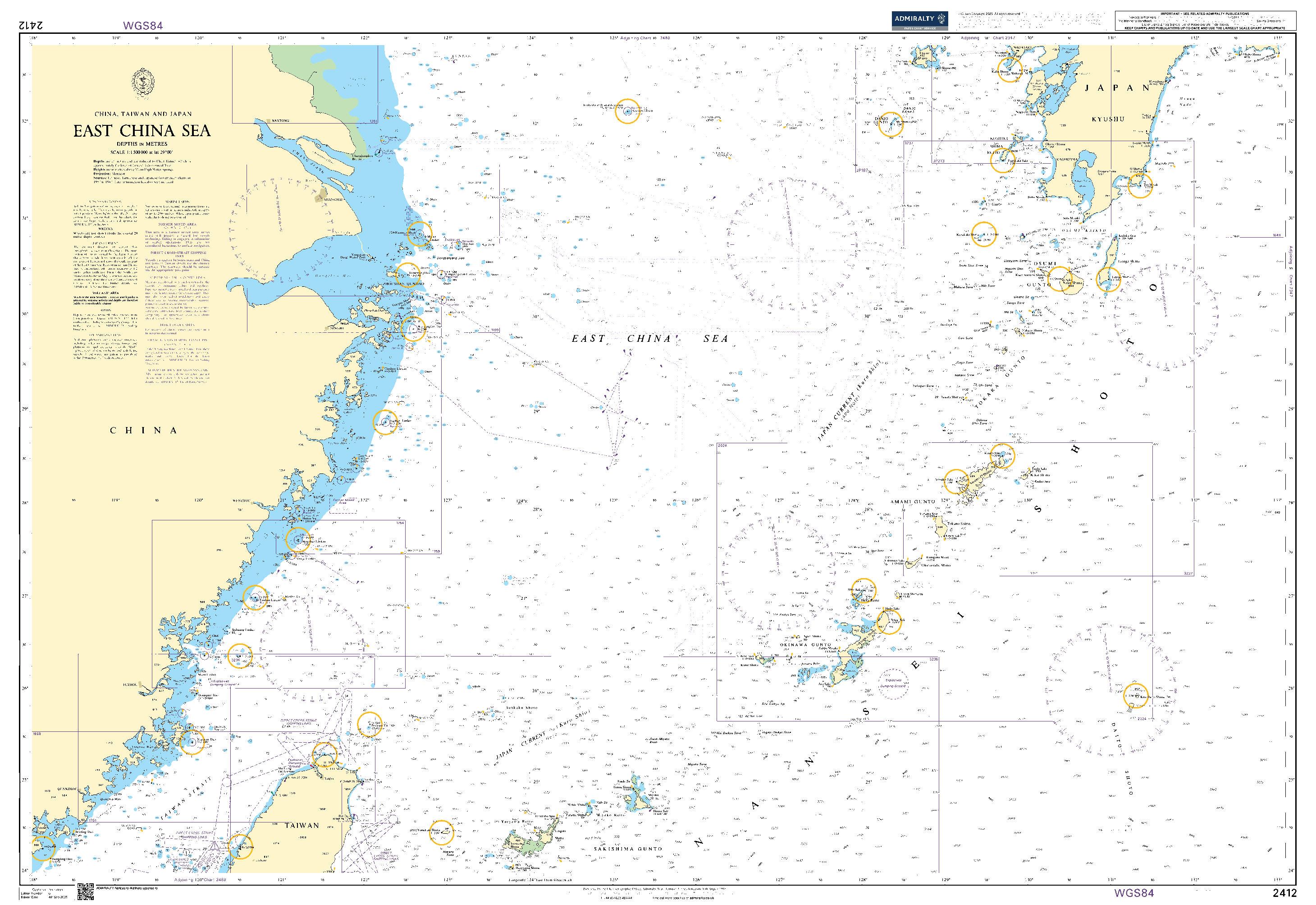 British Admiralty Nautical Chart 2412: East China Sea