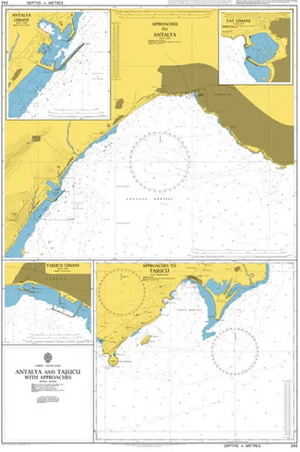 British Admiralty Nautical Chart 242: Antalya and Tasucu with Approaches
