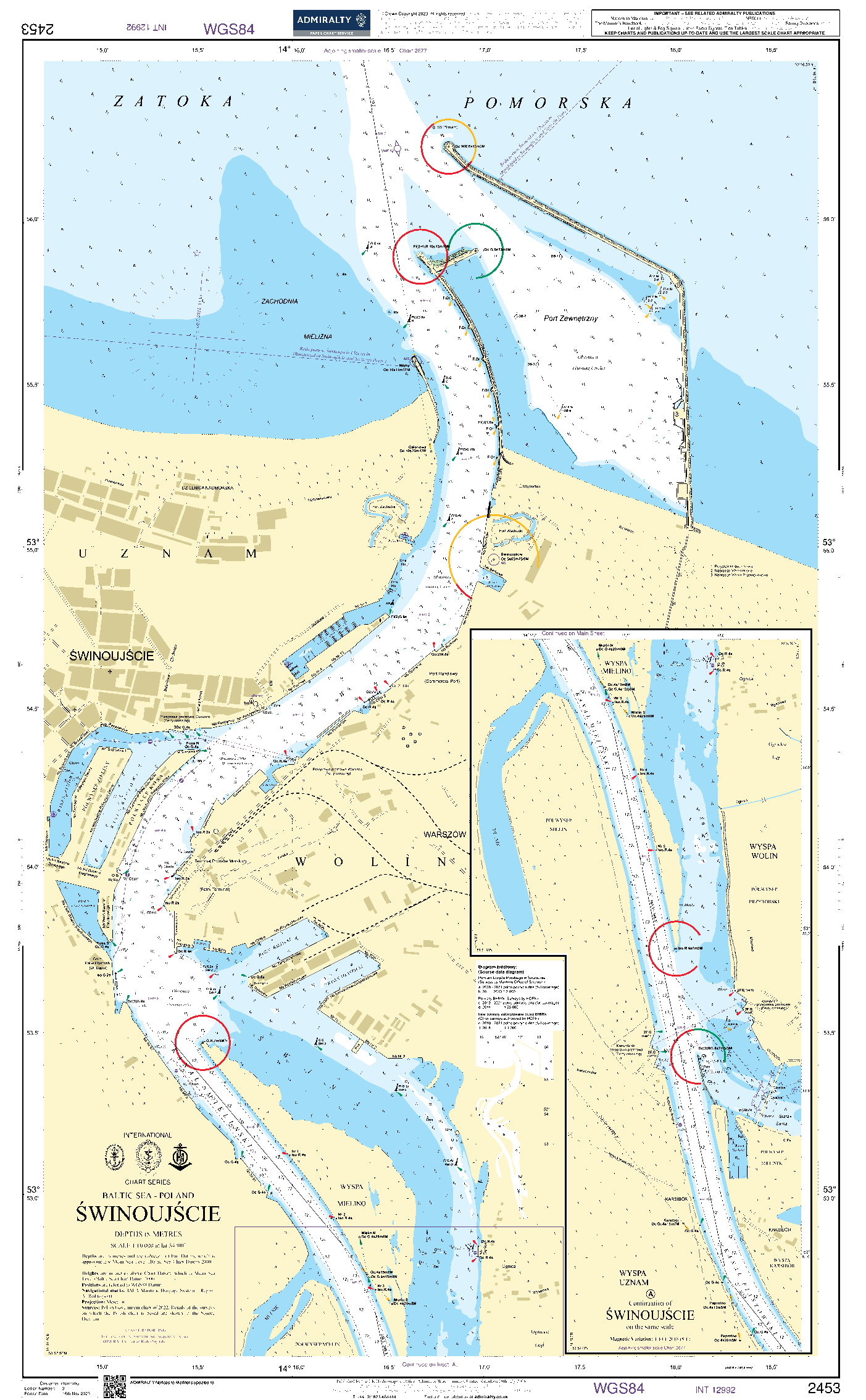 British Admiralty Nautical Chart 2453: Swinoujscie