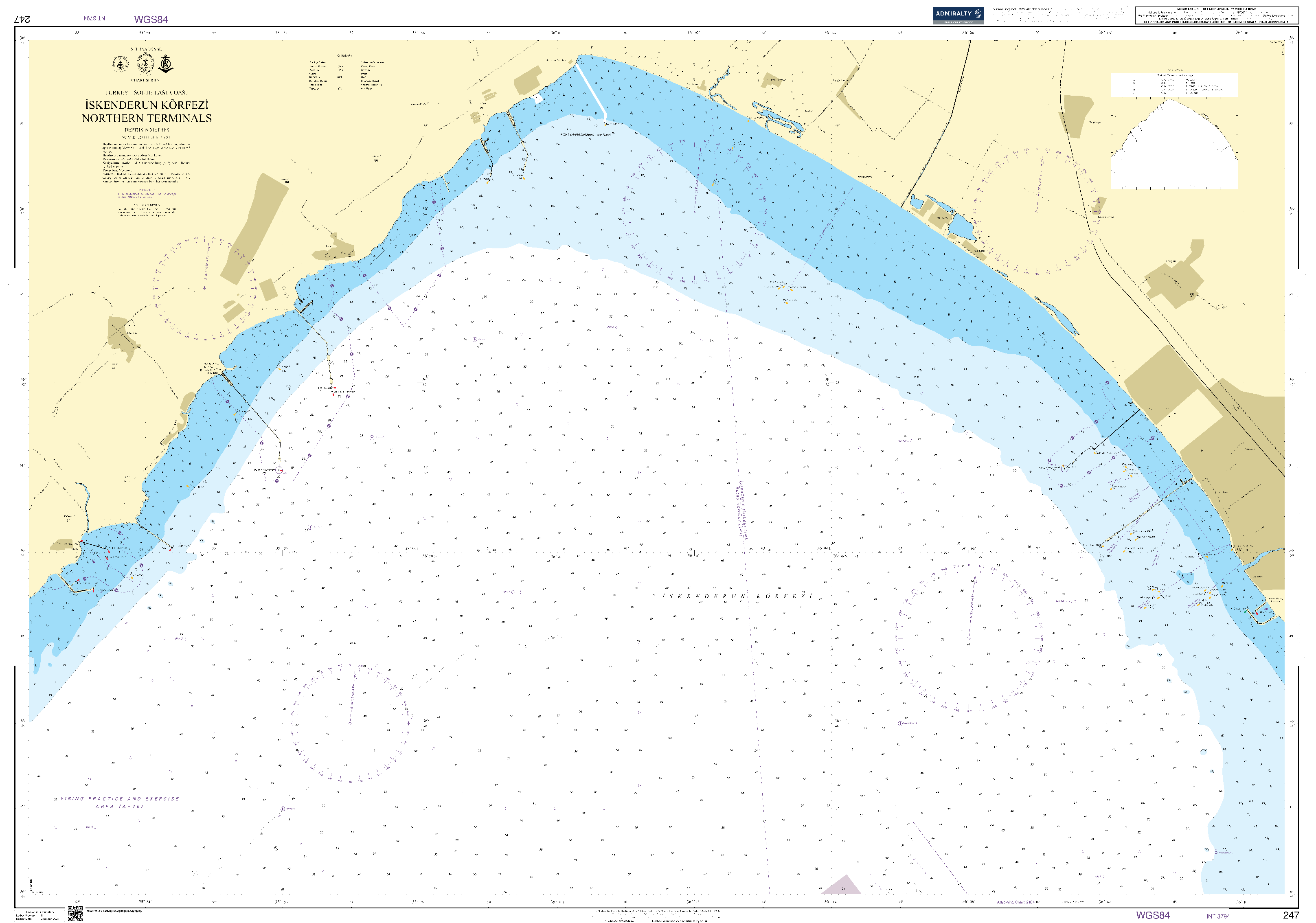 British Admiralty Nautical Chart 247: Iskenderun Korfezi Northern Terminals