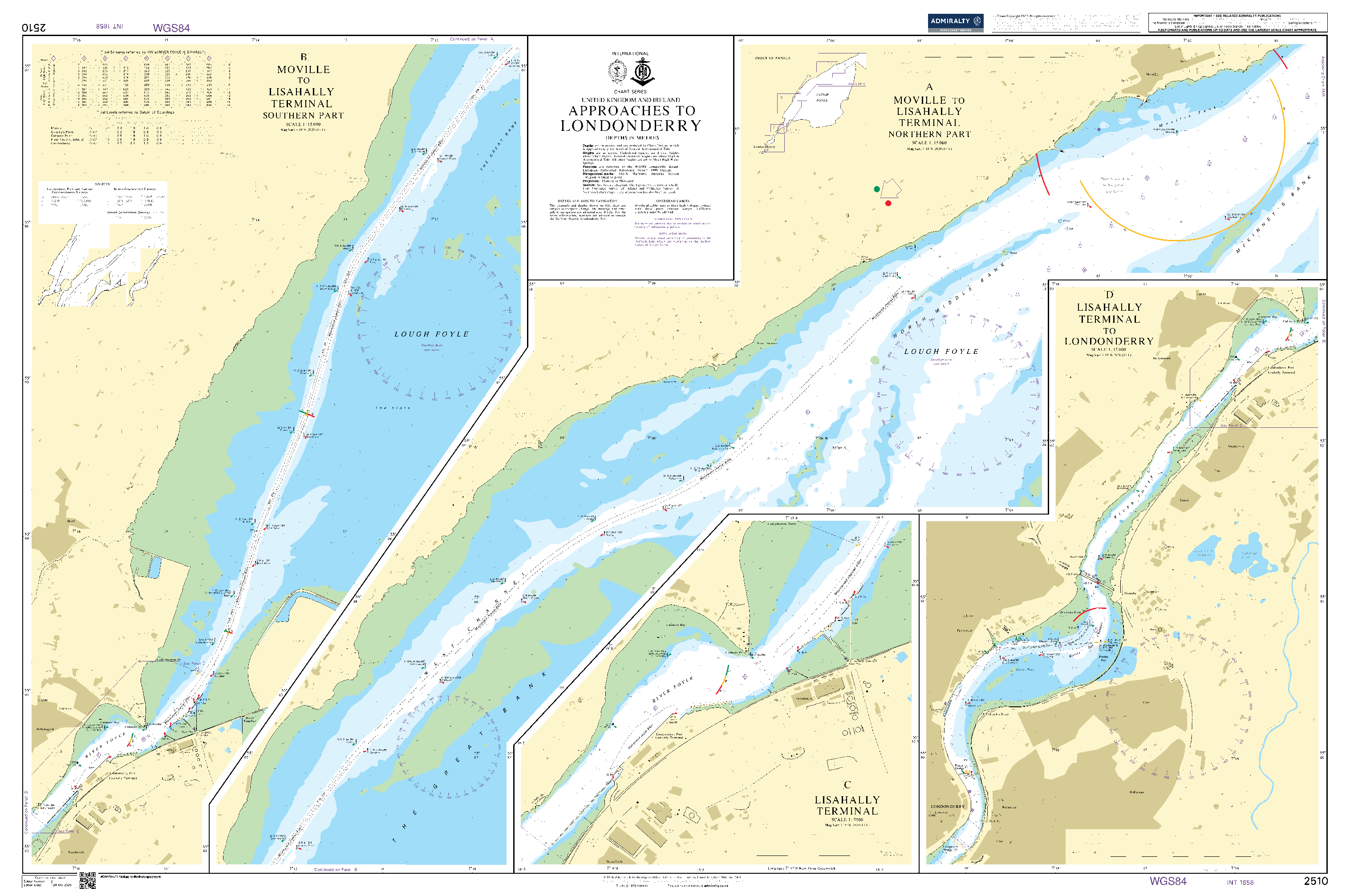 British Admiralty Nautical Chart 2510: Approaches to Londonderry