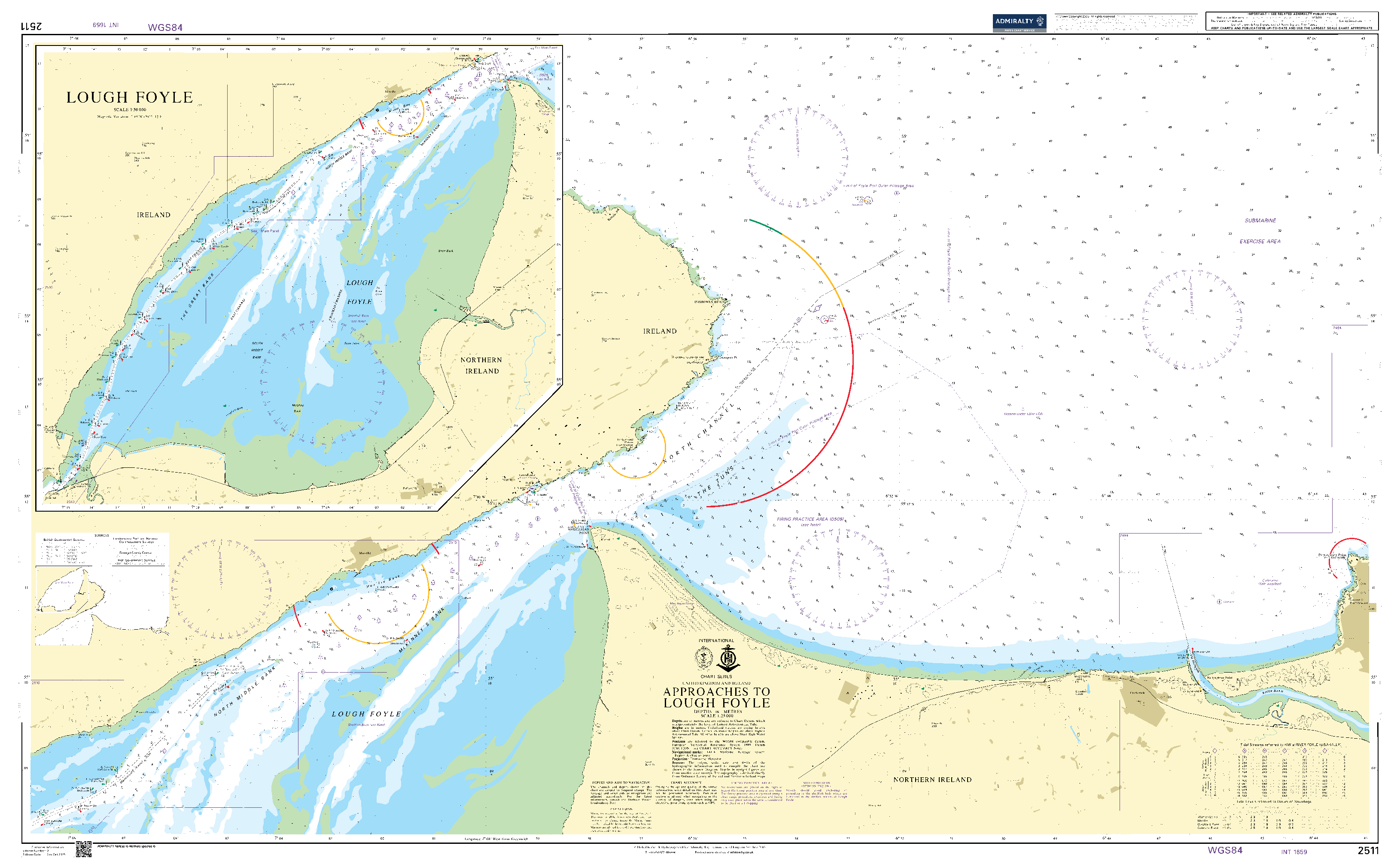 British Admiralty Nautical Chart  2511: Approaches to Lough Foyle