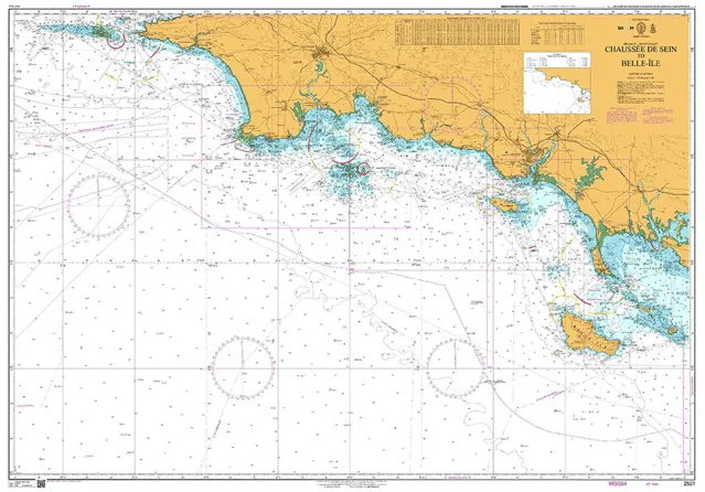 British Admiralty Nautical Chart 2521: Chaussee de Sein to Belle-Ile