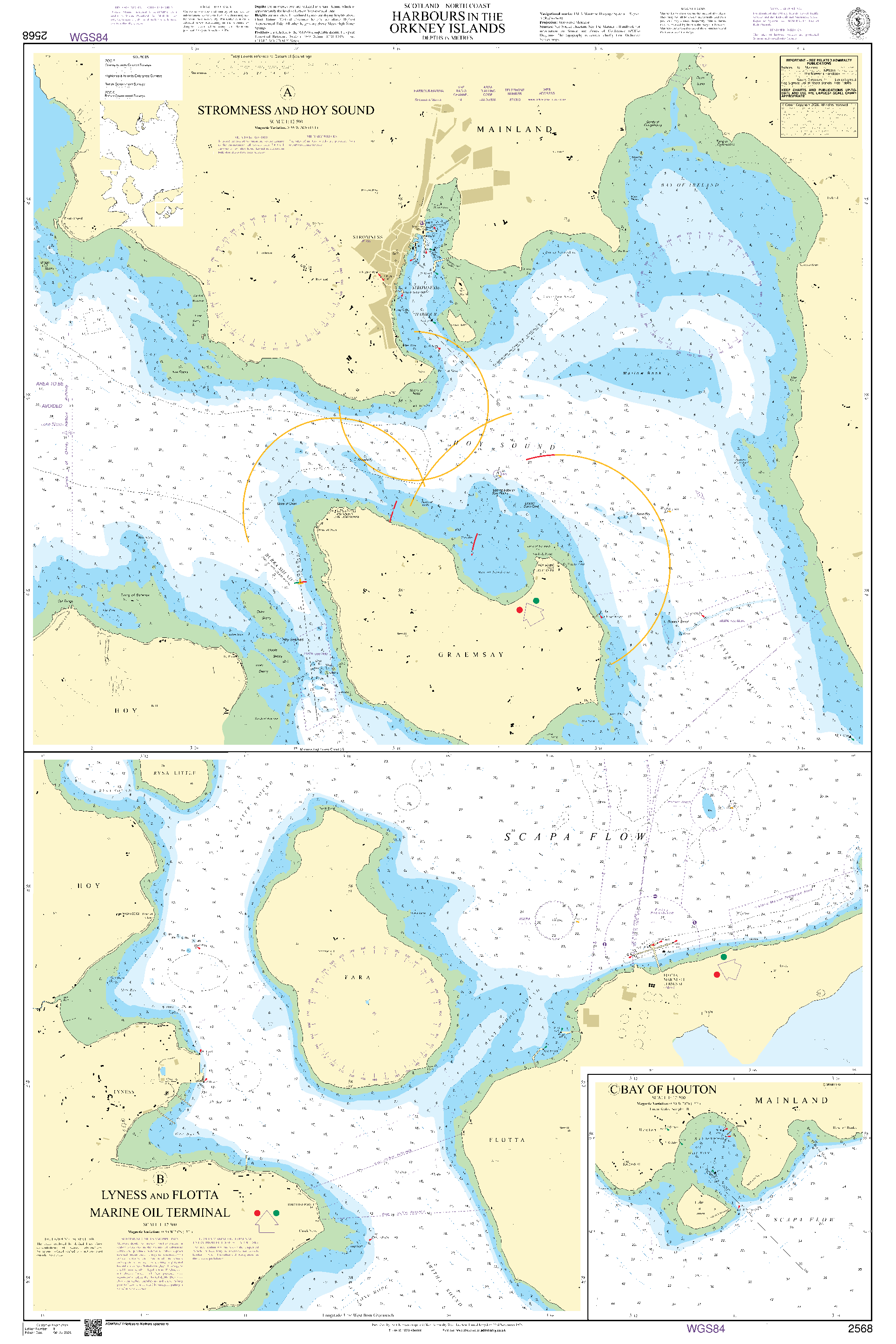 British Admiralty Nautical Chart 2568: Harbours in the Orkney Islands