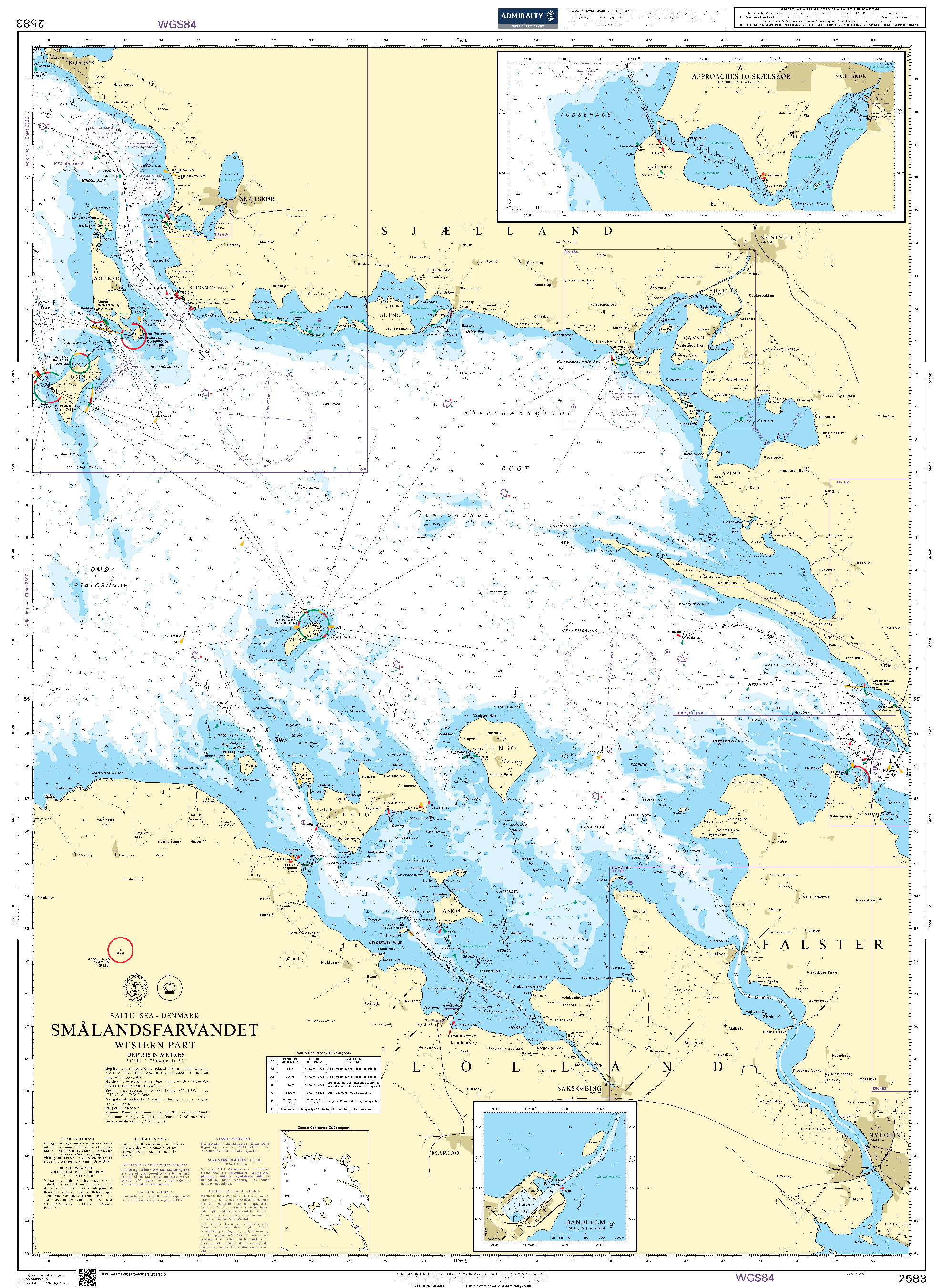 British Admiralty Nautical Chart 2583: Baltic Sea – Denmark, Smålandsfarvandet, Western Part