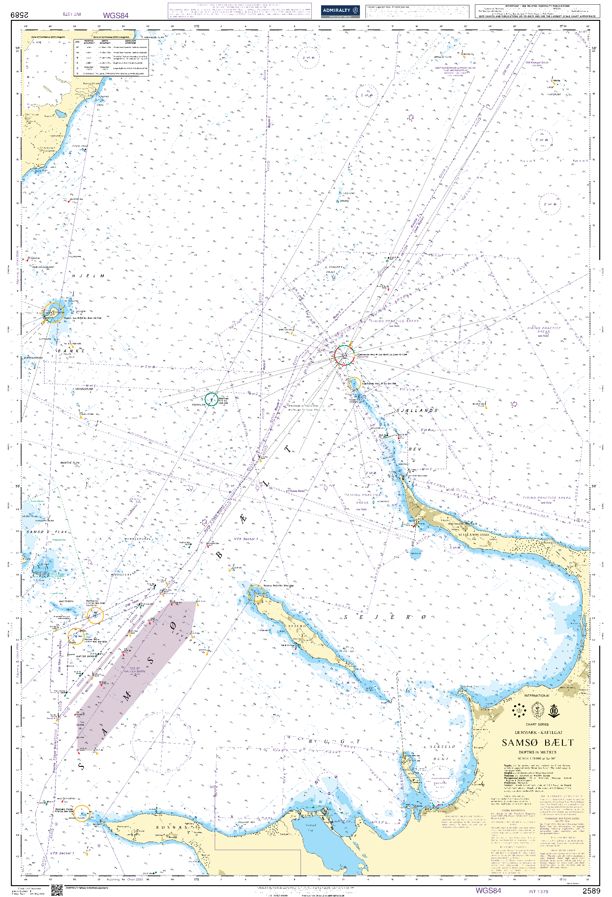 British Admiralty Nautical Chart  2589: Denmark – Kattegat, Samsø Bælt