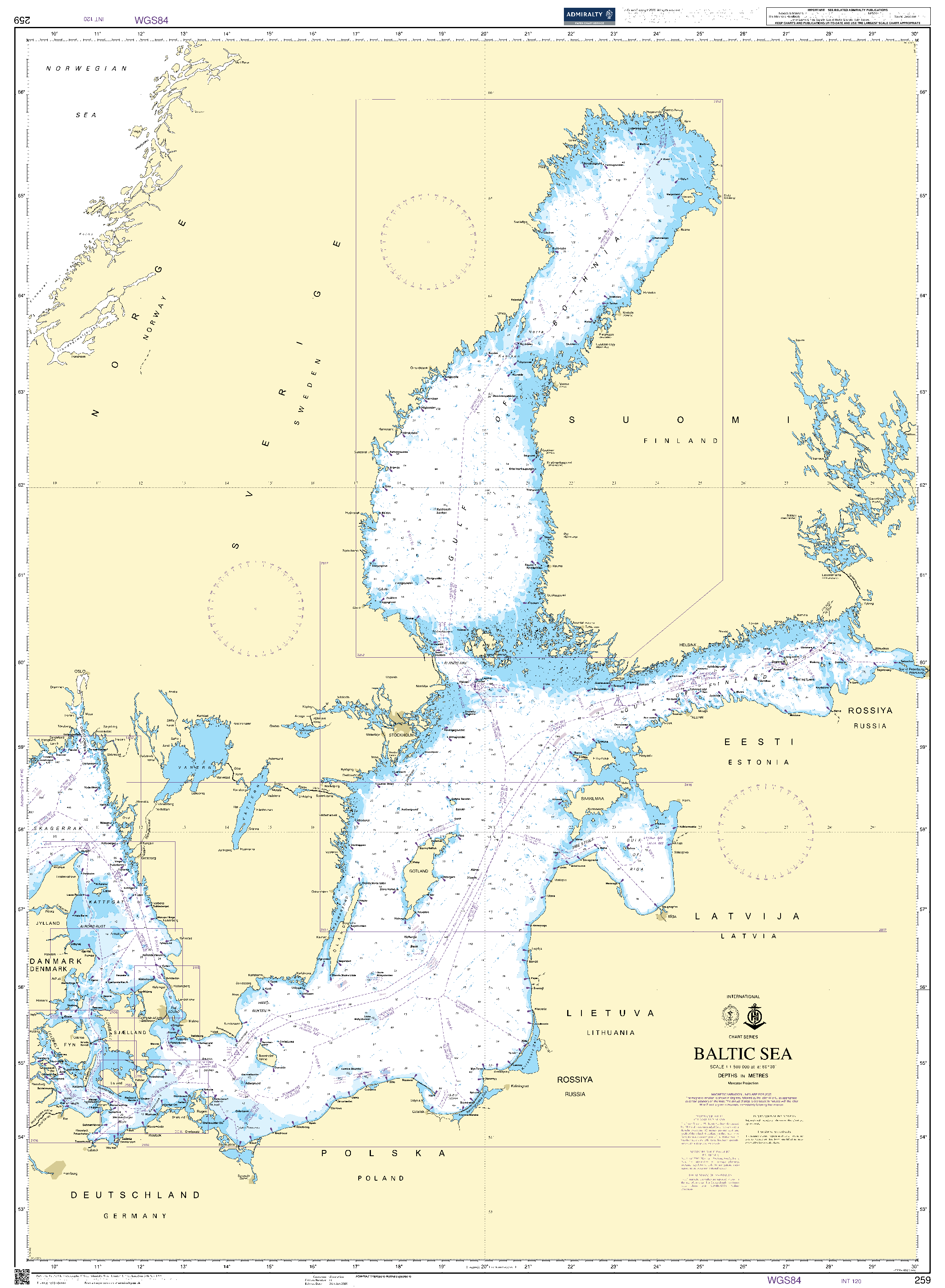 British Admiralty Nautical Chart 259: Baltic Sea