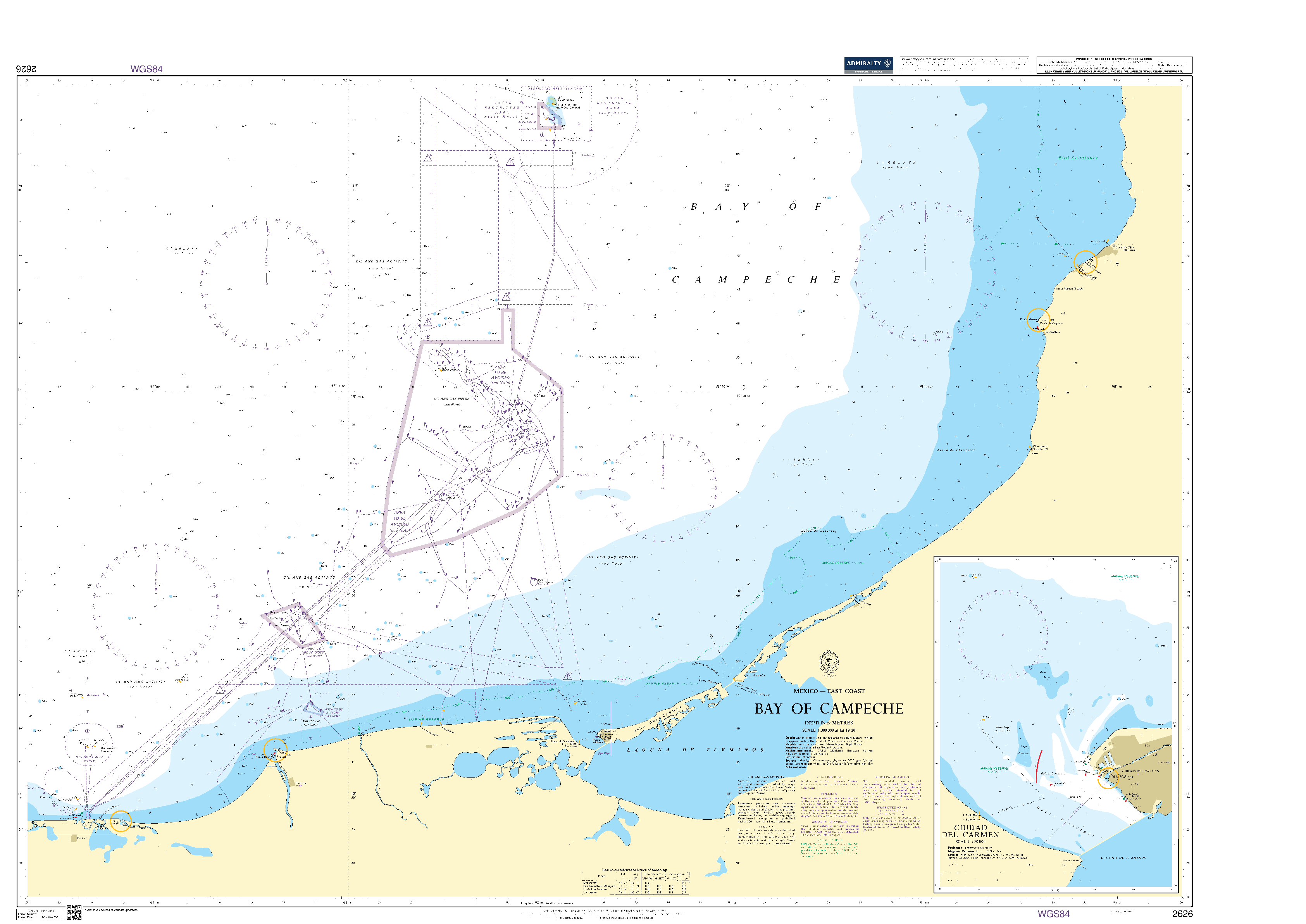 British Admiralty Nautical Chart 2626: Mexico – East Coast, Bay of Campeche