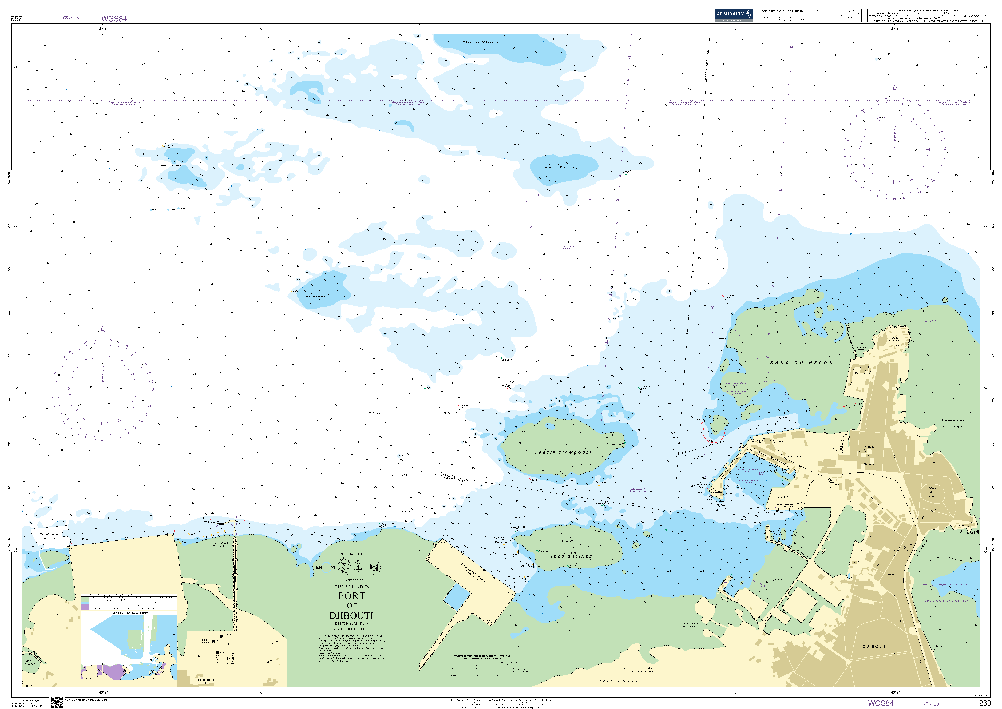 British Admiralty Nautical Chart 263: Gulf of Aden, Port of Djibouti