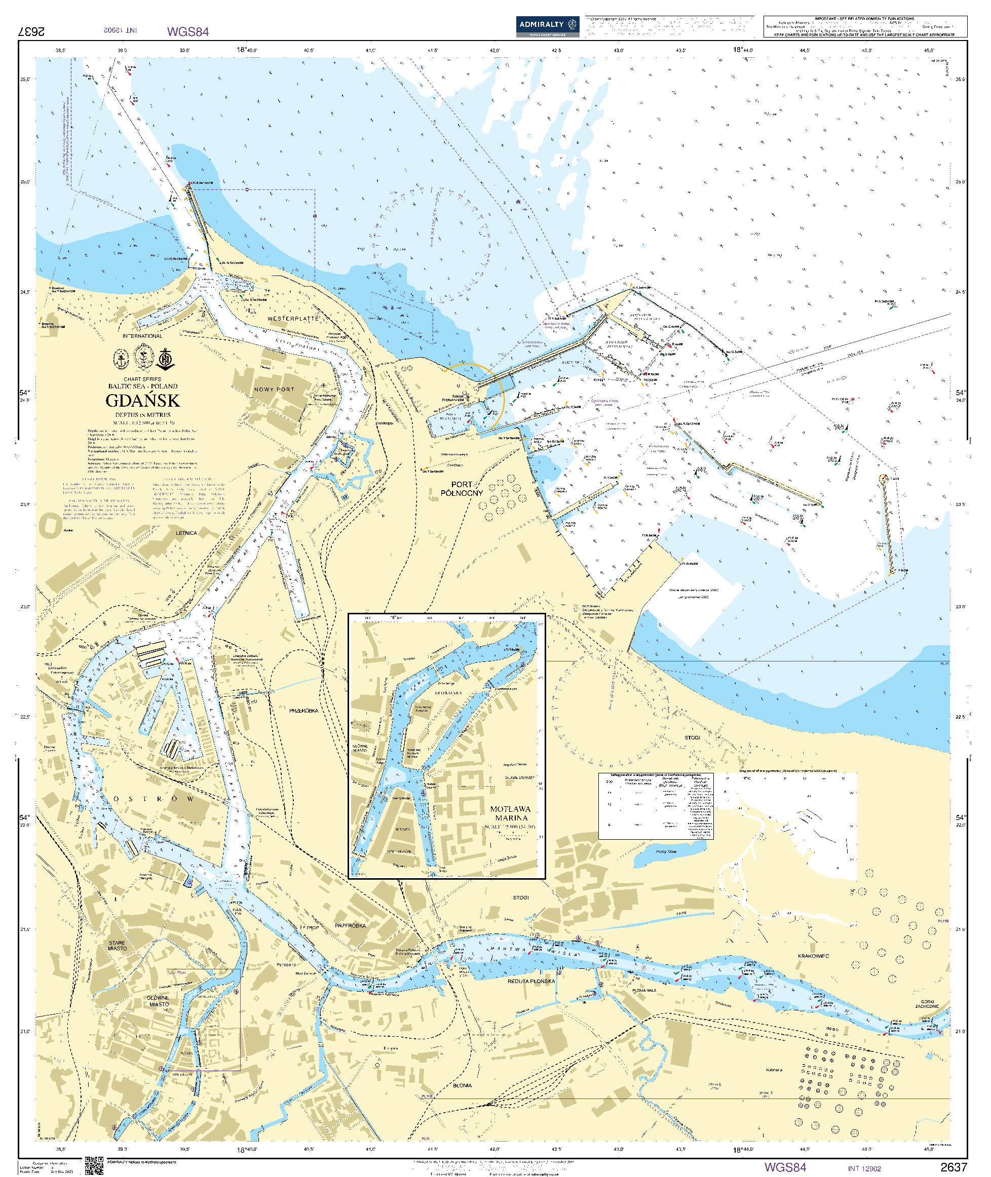 British Admiralty Nautical Chart 2637: Gdansk