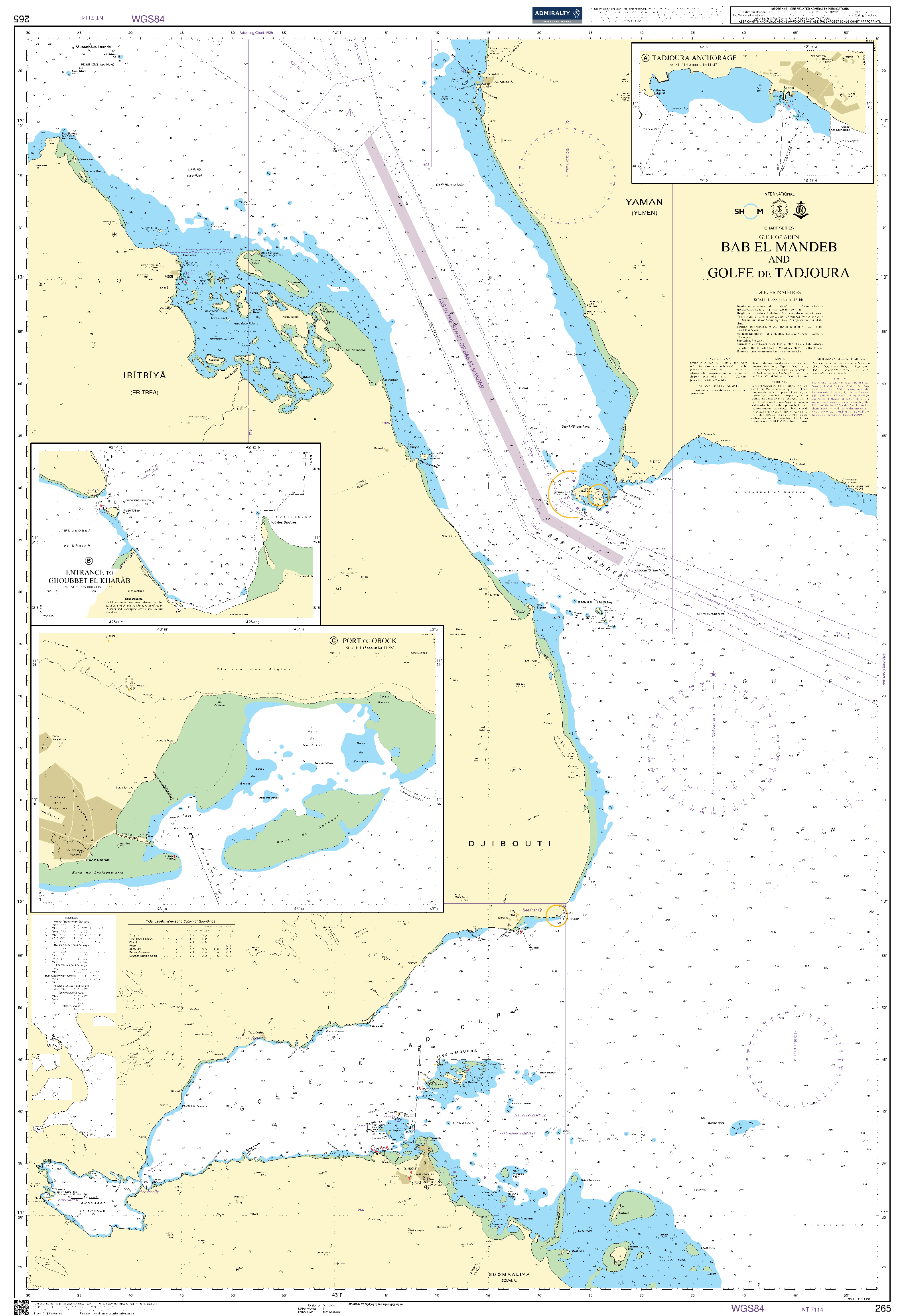 British Admiralty Nautical Chart 265: Bab el Mandeb and Golfe de Tadjoura