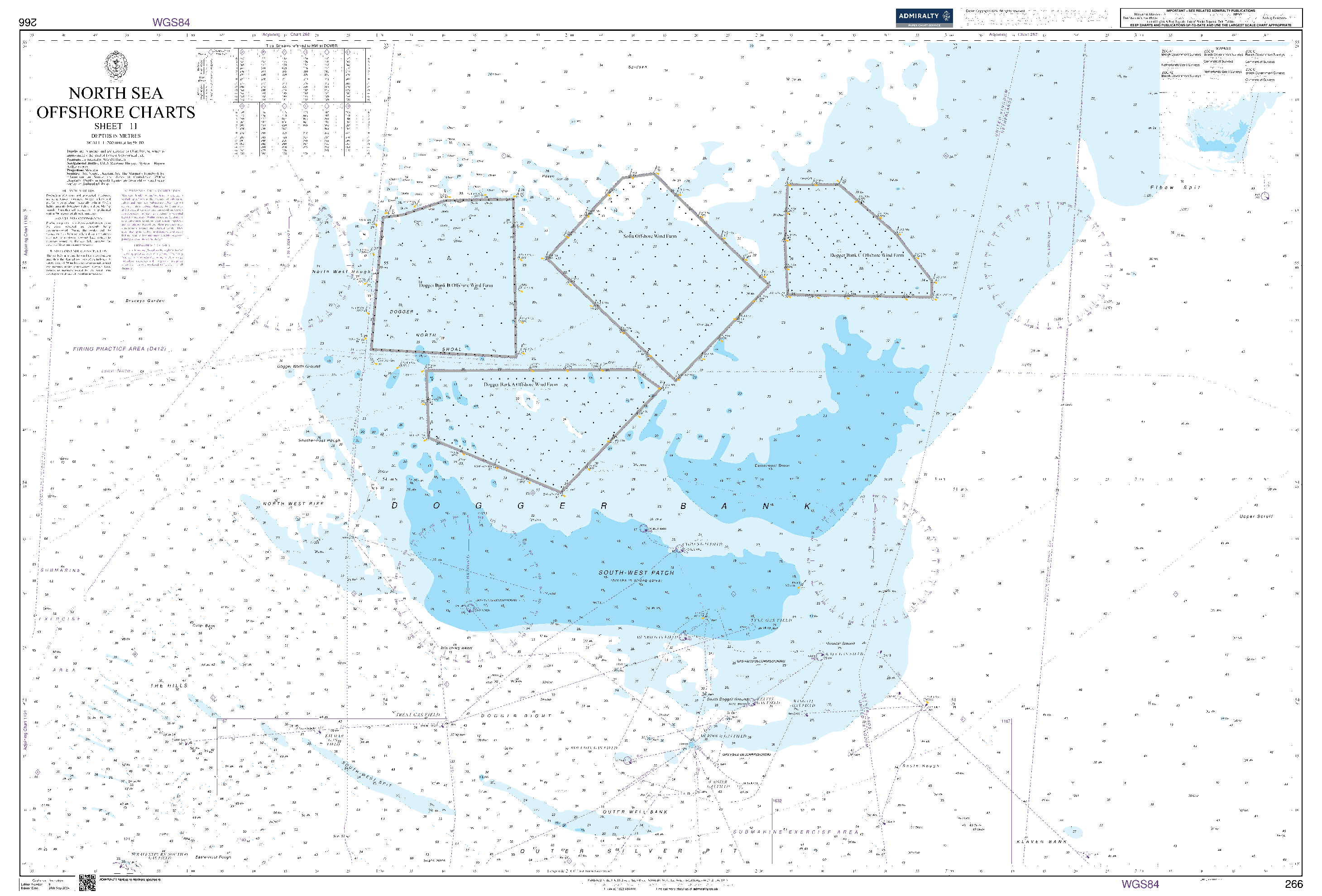 British Admiralty Nautical Chart  266: North Sea, North Sea Offshore Charts - Sheet 11