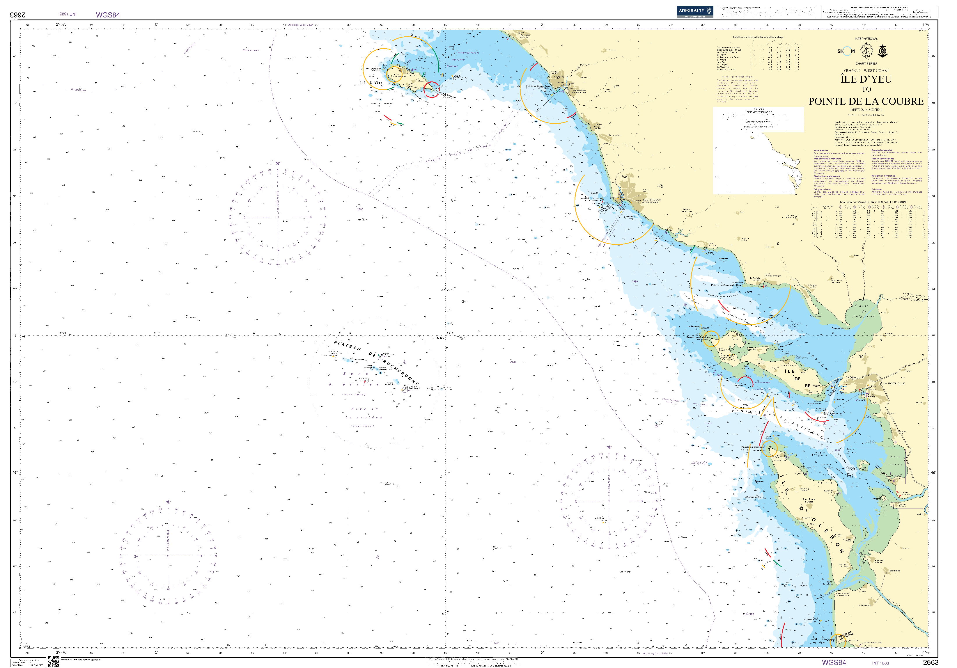 British Admiralty Nautical Chart 2663: Ile d'Yeu to Pointe de la Coubre