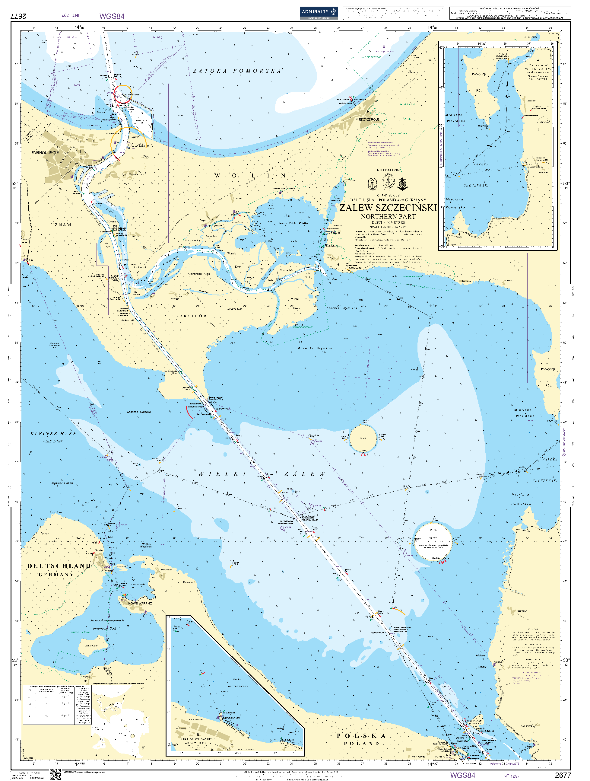 British Admiralty Nautical Chart 2677: Baltic Sea – Poland and Germany, Zalew Szczecinski, Northern Part