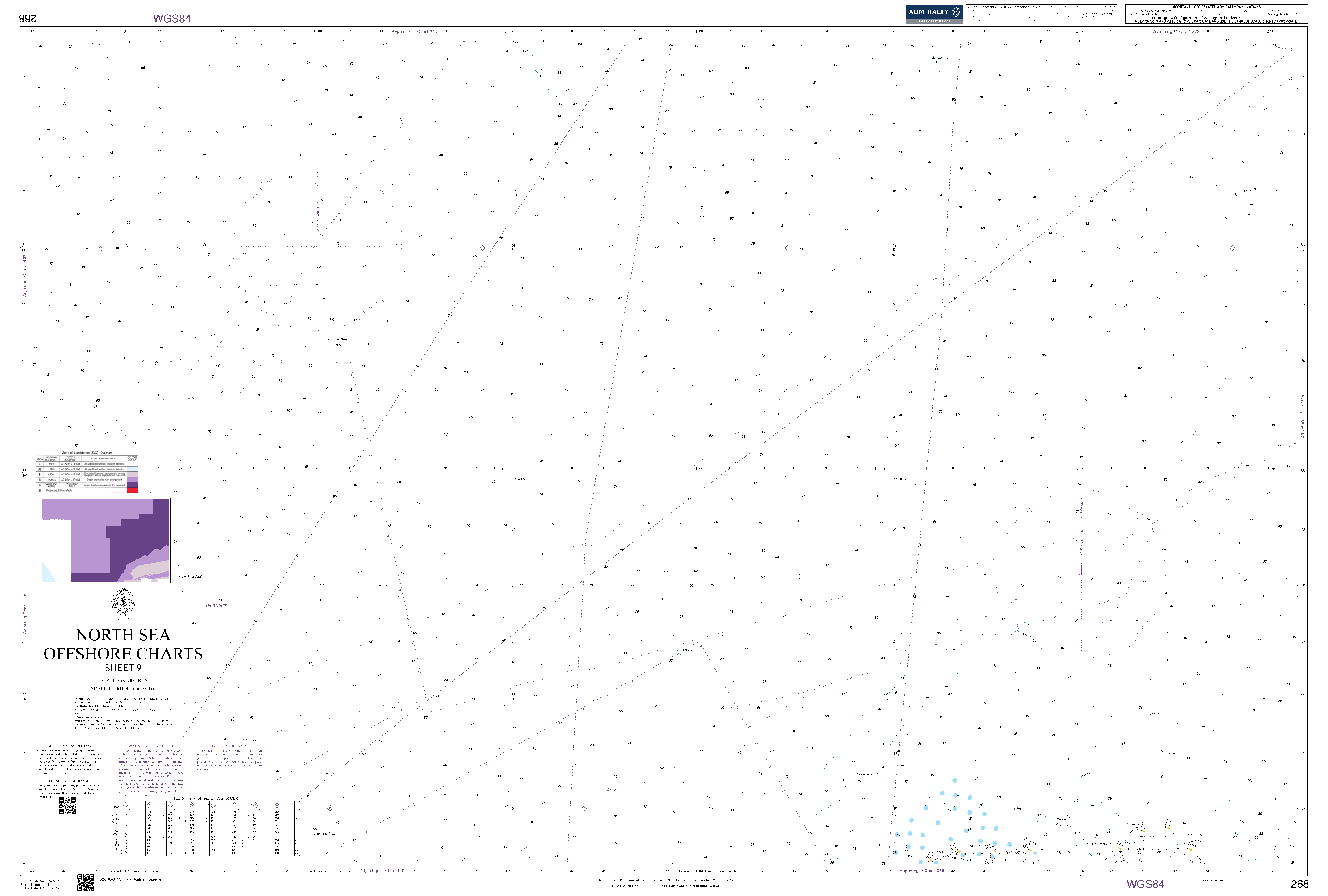 British Admiralty Nautical Chart 268: North Sea Offshore Charts Sheet 9