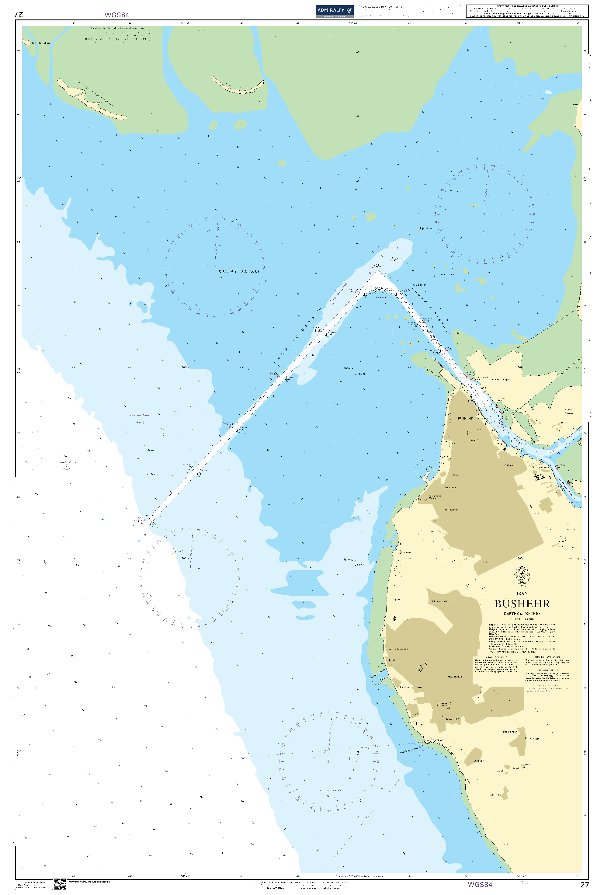 British Admiralty Nautical Chart 27: Bushehr