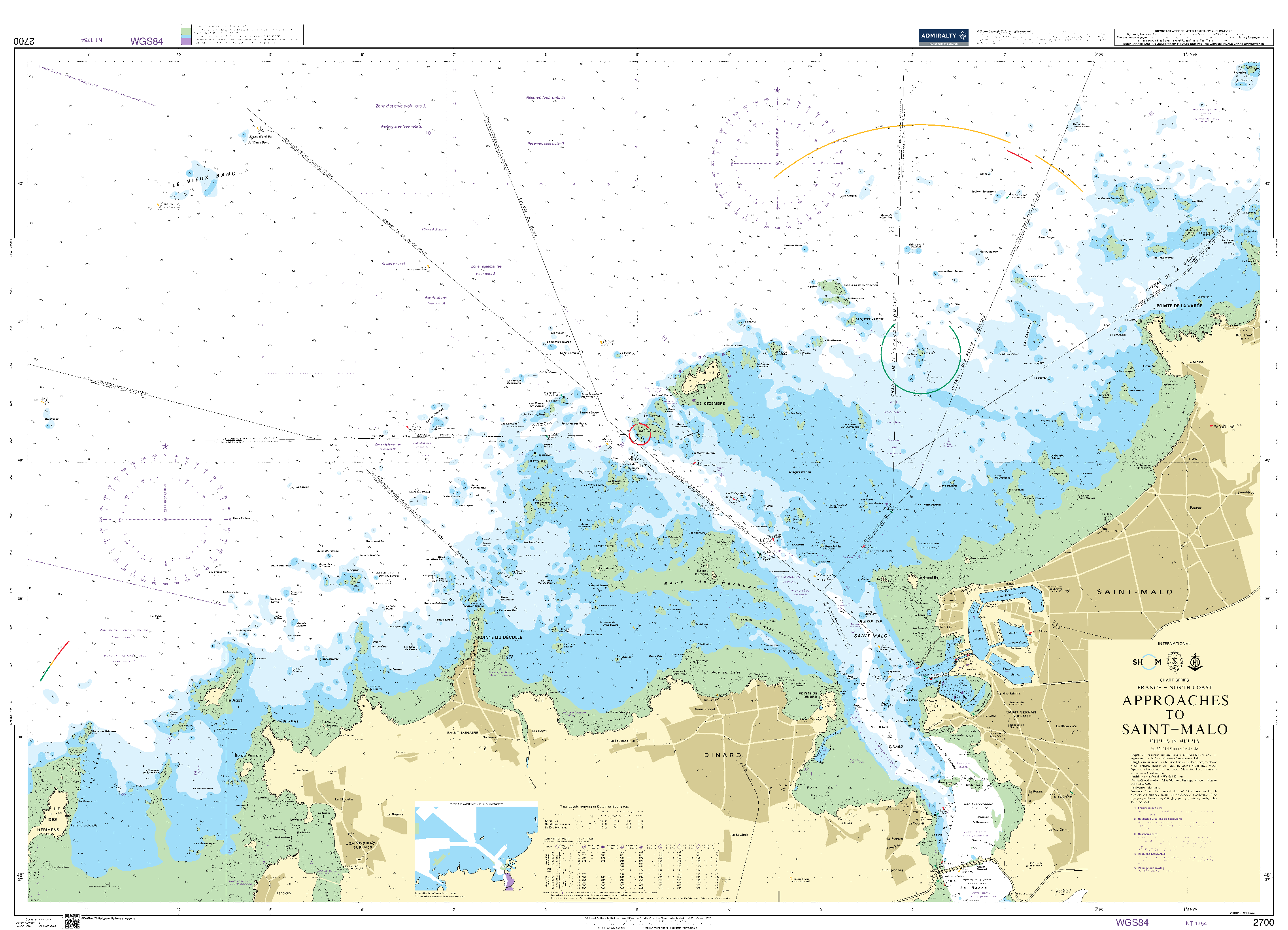 British Admiralty Nautical Chart 2700: Approaches to Saint-Malo