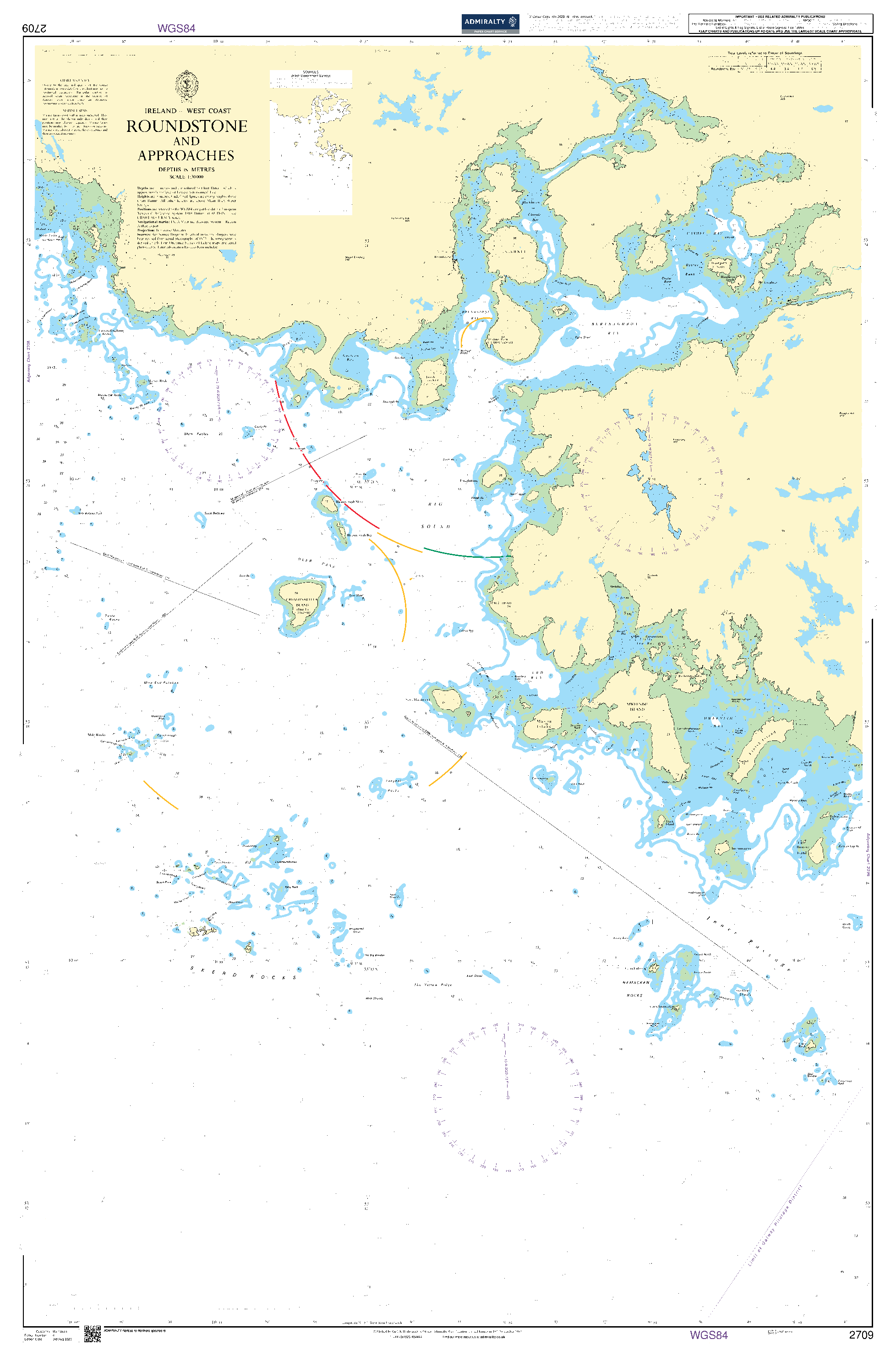 British Admiralty Nautical Chart 2709: Roundstone and Approaches