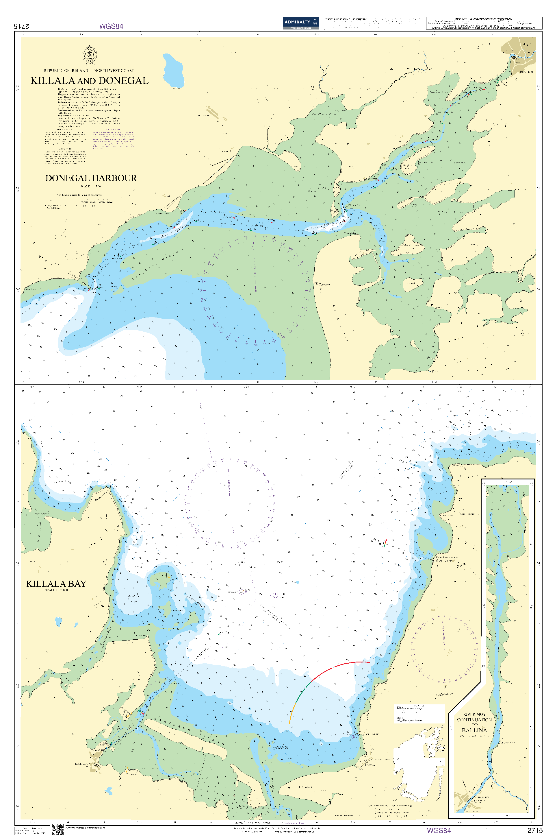 British Admiralty Nautical Chart  2715: Killala and Donegal
