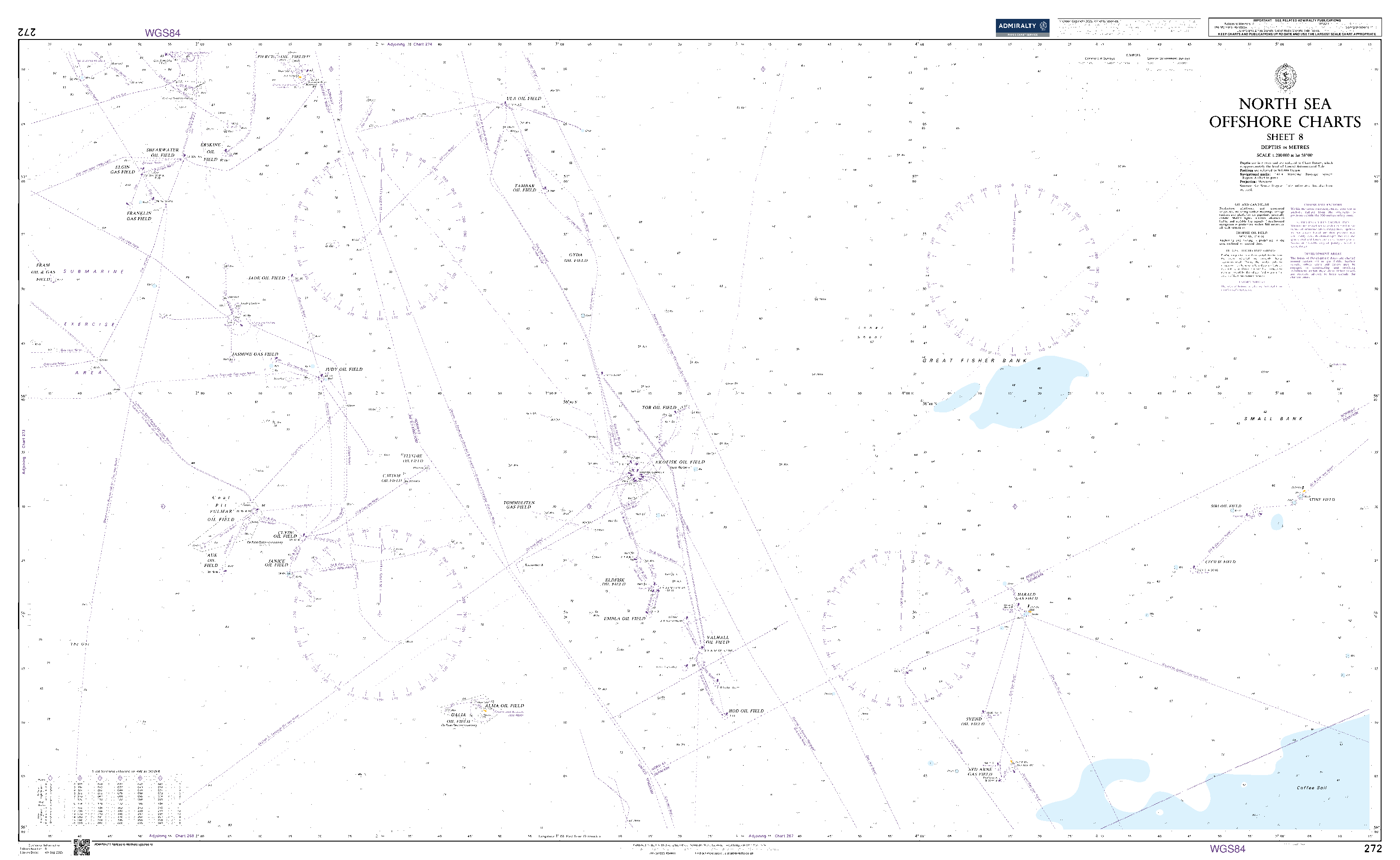 British Admiralty Nautical Chart  272: North Sea Offshore Charts Sheet 8