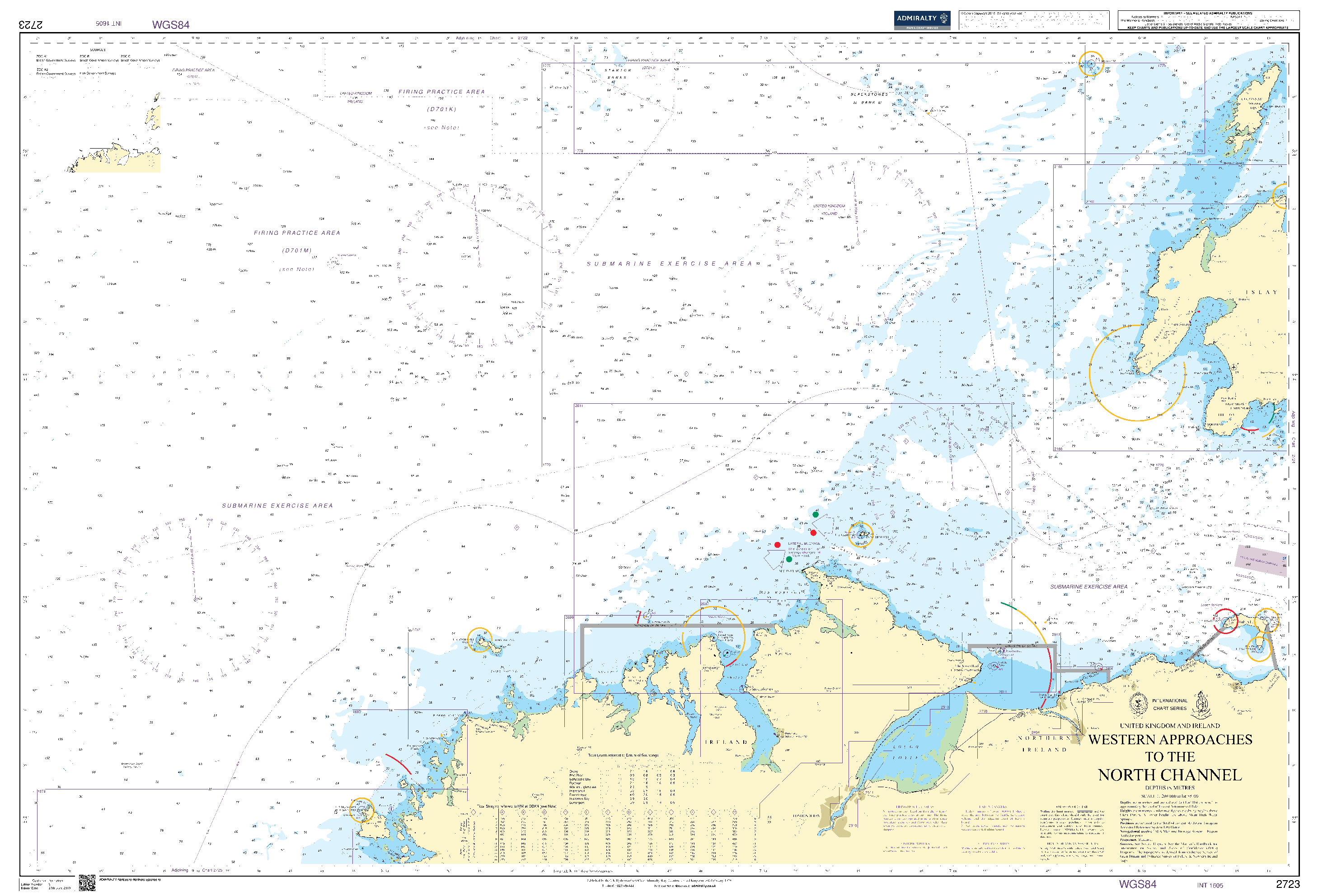 British Admiralty Nautical Chart 2723: British Isles and Ireland, Western Approaches to the North Channel