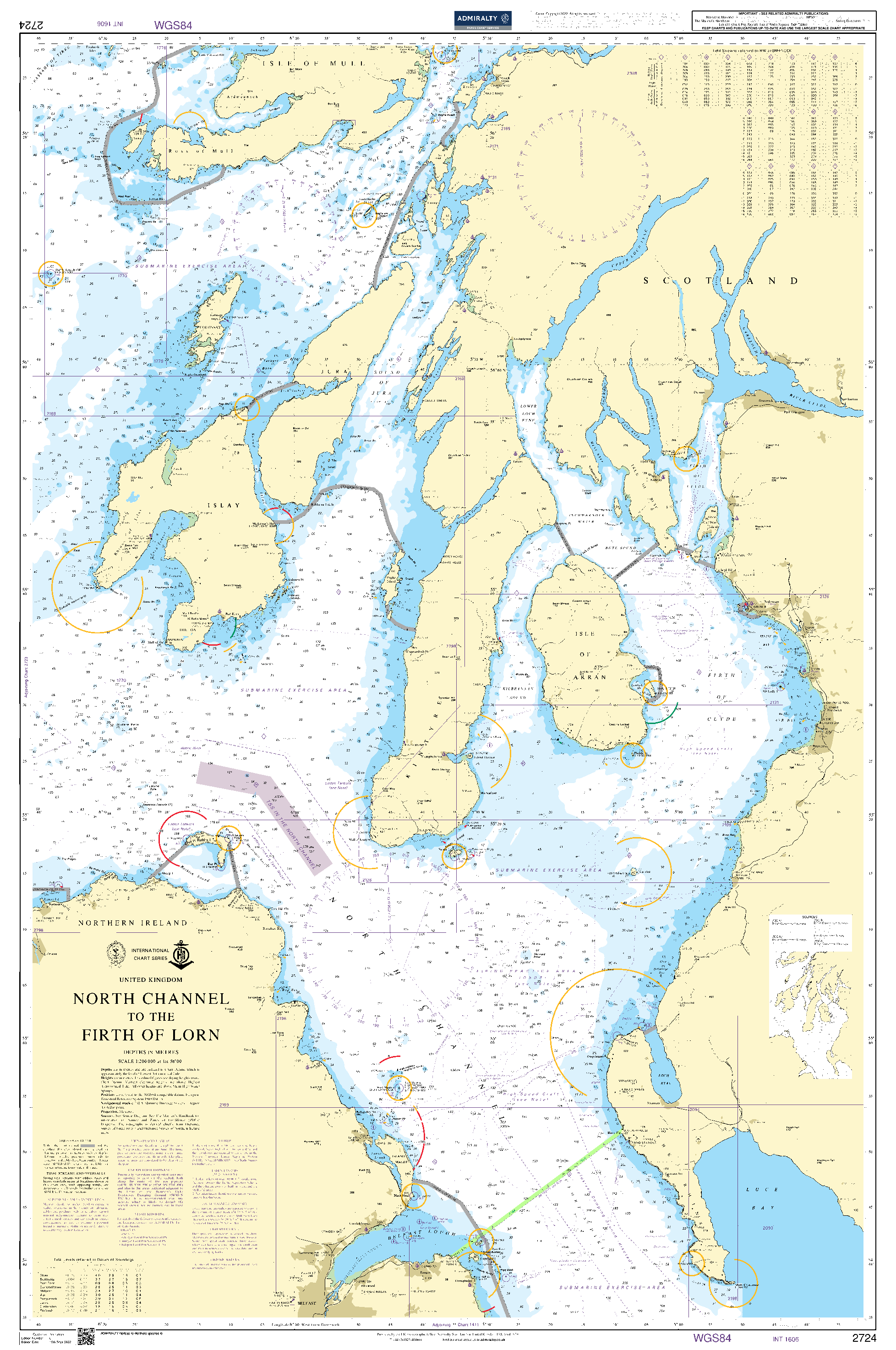 British Admiralty Nautical Chart 2724: United Kingdom, North Channel to the Firth of Lorn