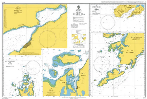 British Admiralty Nautical Chart 2791: Indonesia, Plans in the Banda Sea