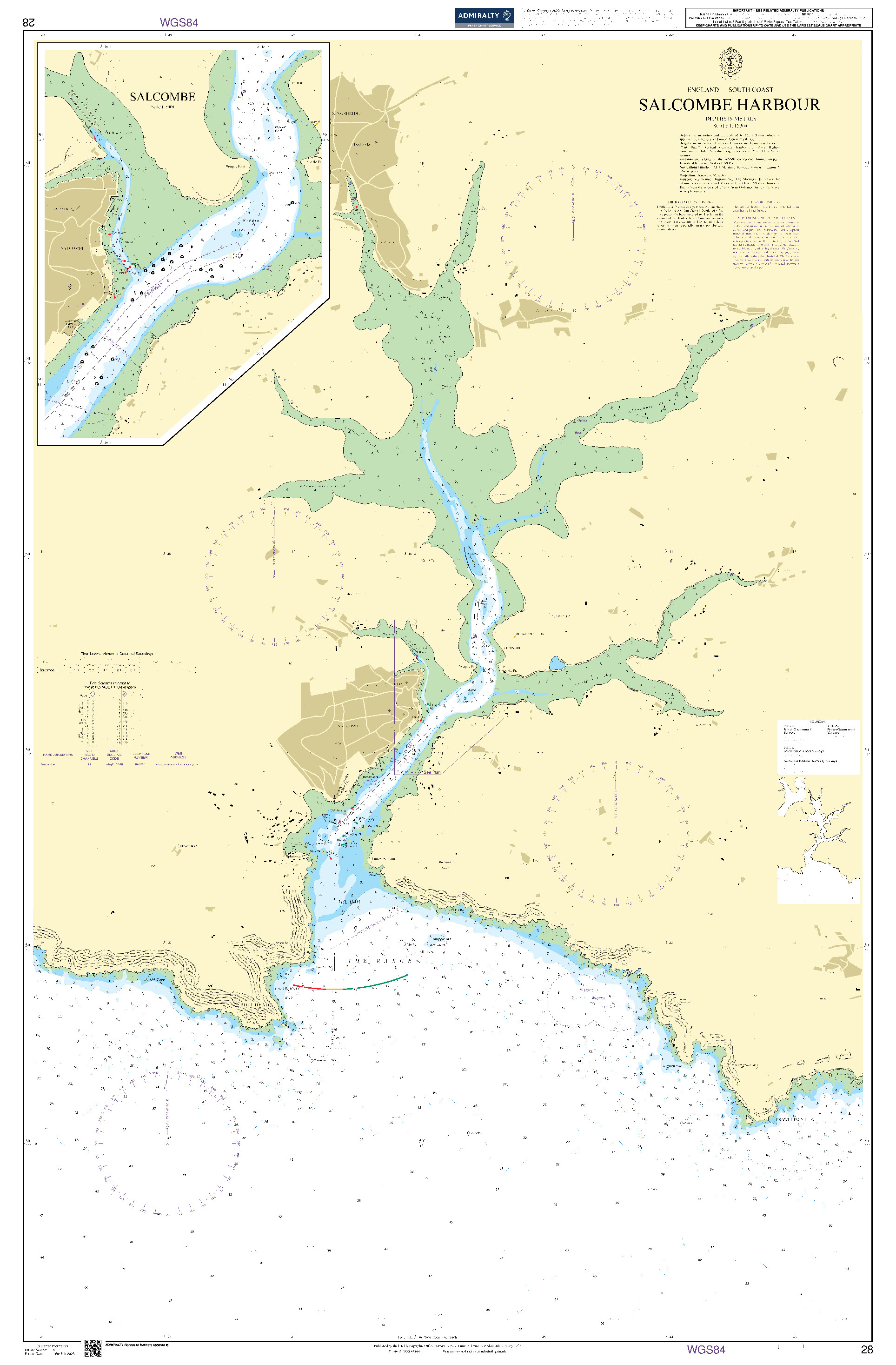 British Admiralty Nautical Chart  28: England - South Coast, Salcombe Harbour. Salcombe