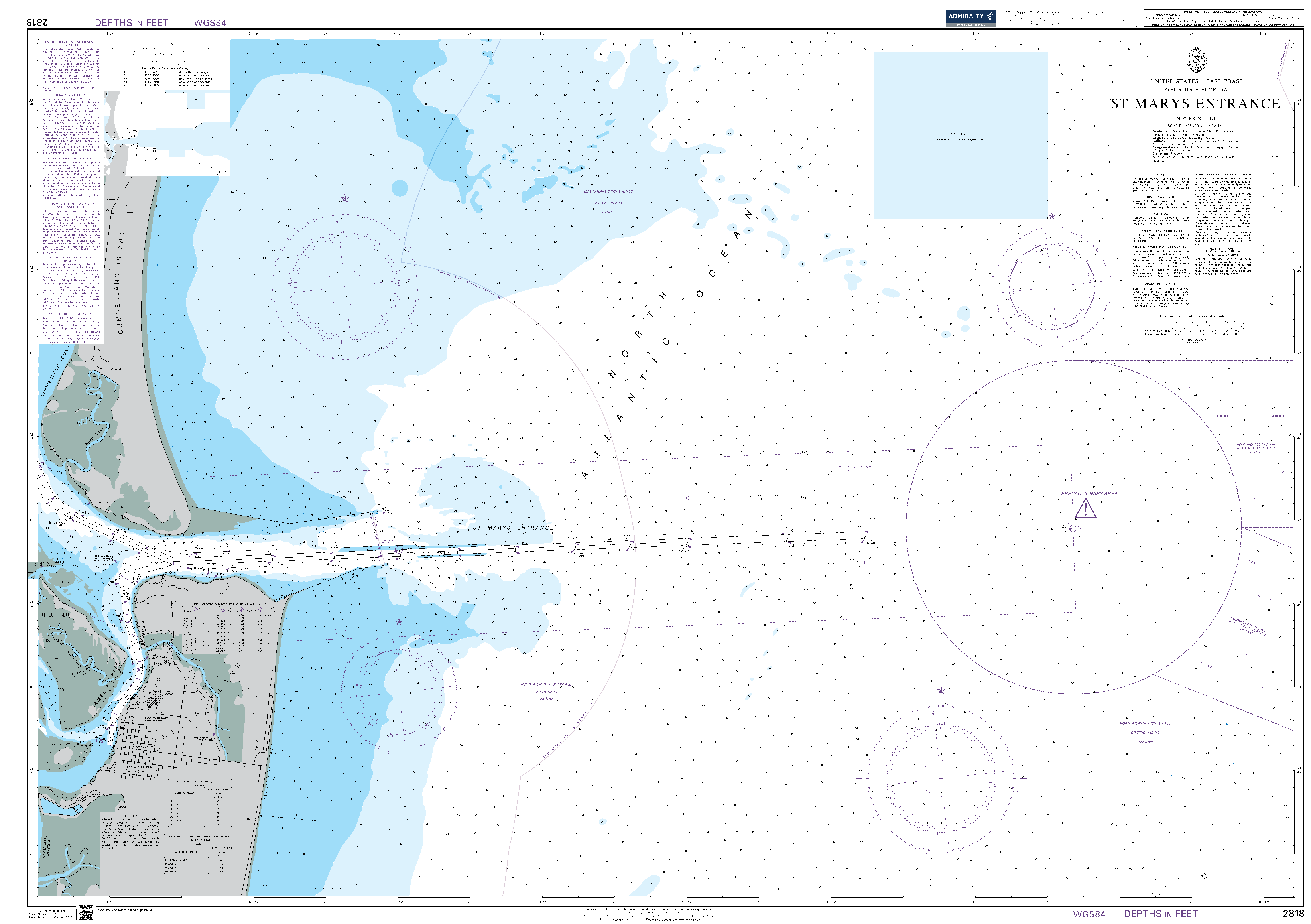 British Admiralty Nautical Chart 2818: United States - East Coast, Georgia – Florida, St Marys Entrance