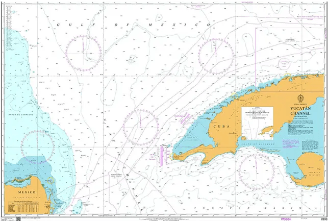 British Admiralty Nautical Chart 2833: Cuba – Mexico, Yucatán Channel