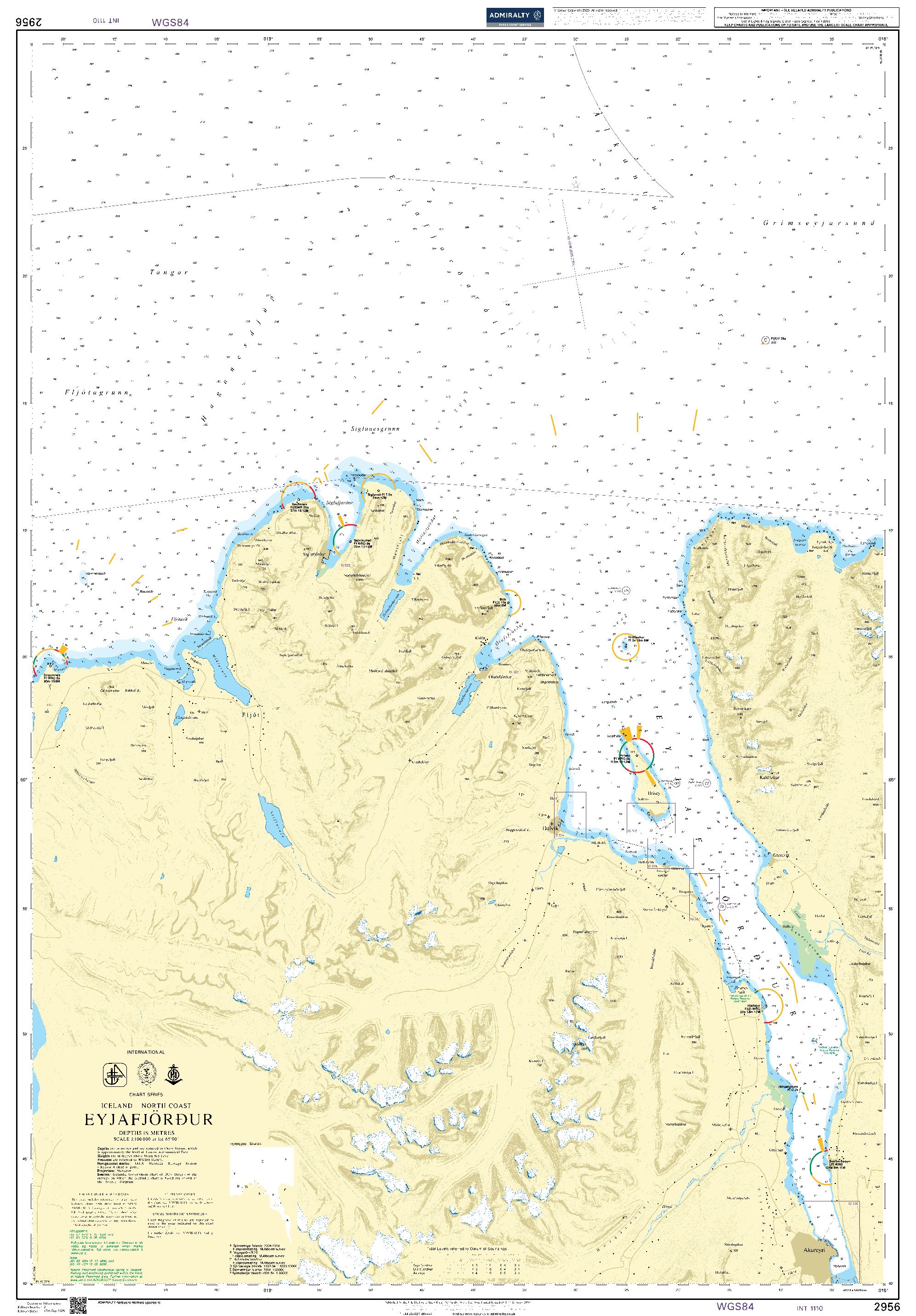British Admiralty Nautical Chart 2956: Eyjafjordur