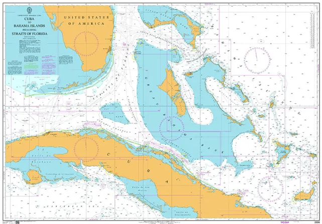 British Admiralty Nautical Chart 2996: Cuba to Bahama Islands Including Straits of Florida
