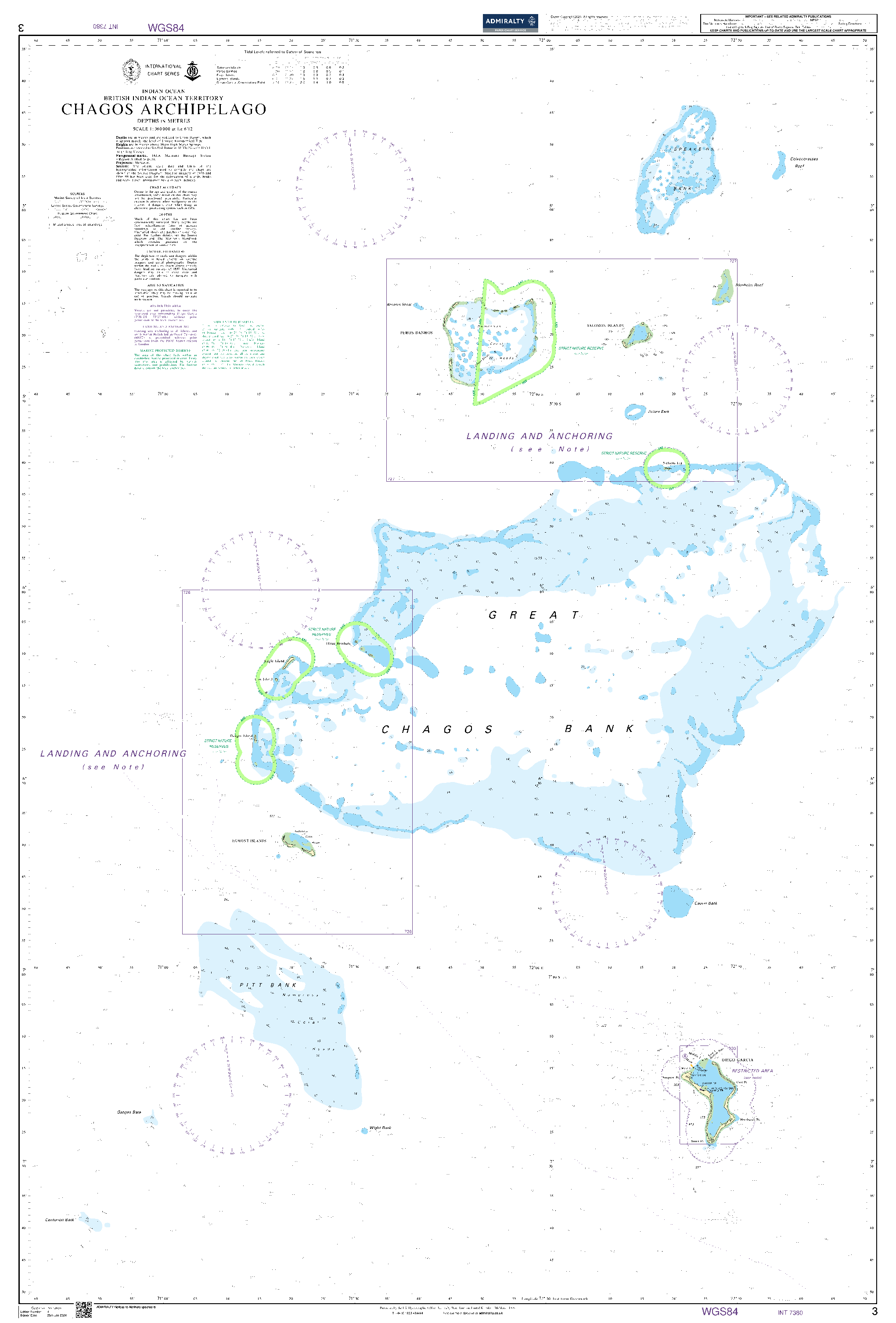 British Admiralty Nautical Chart 3: Indian Ocean, British Indian Ocean Territory, Chagos Archipelago