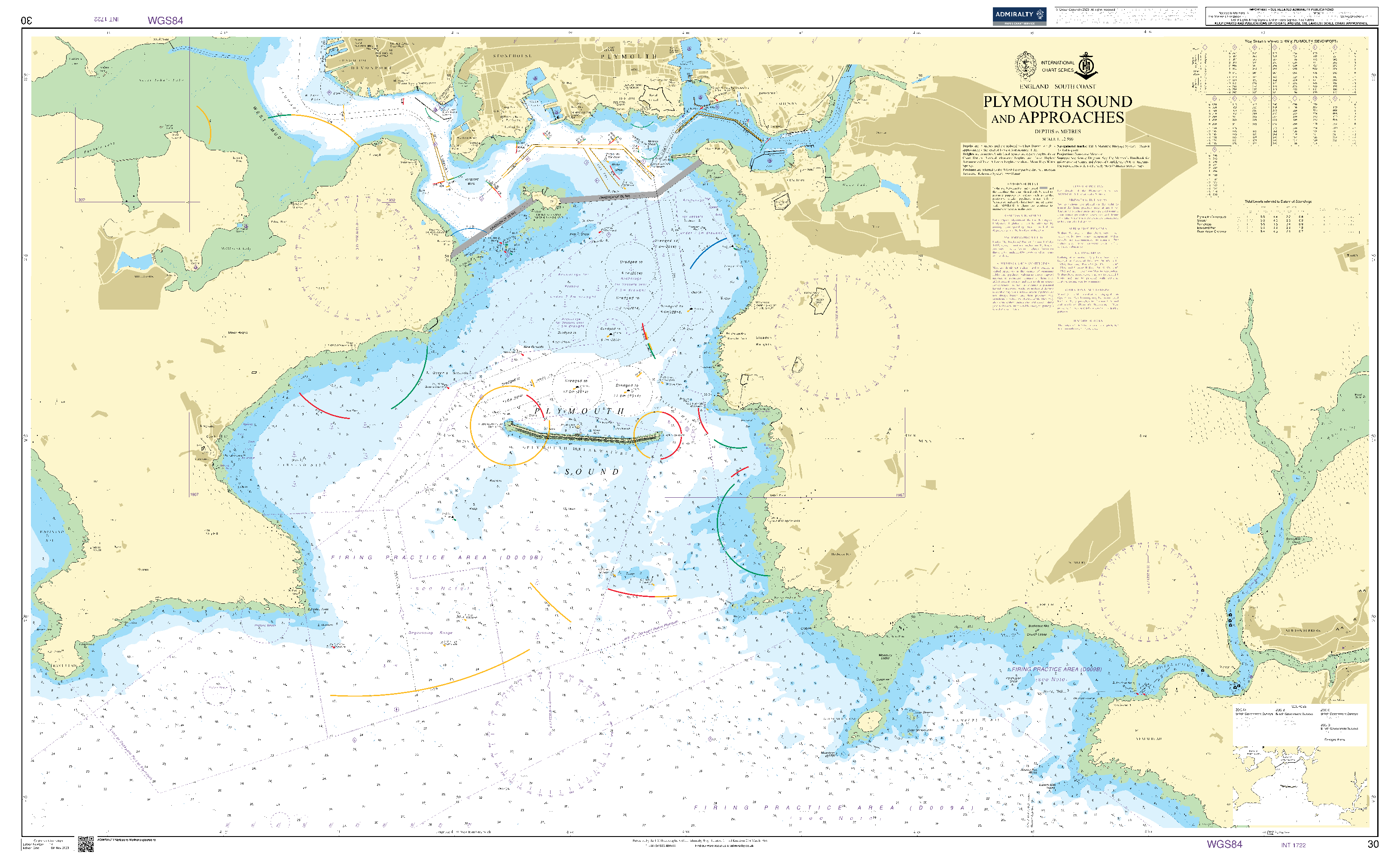 British Admiralty Nautical Chart 30: Plymouth Sound and Approaches