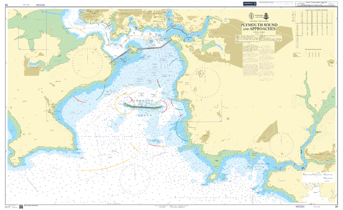 British Admiralty Nautical Chart 30: Plymouth Sound and Approaches