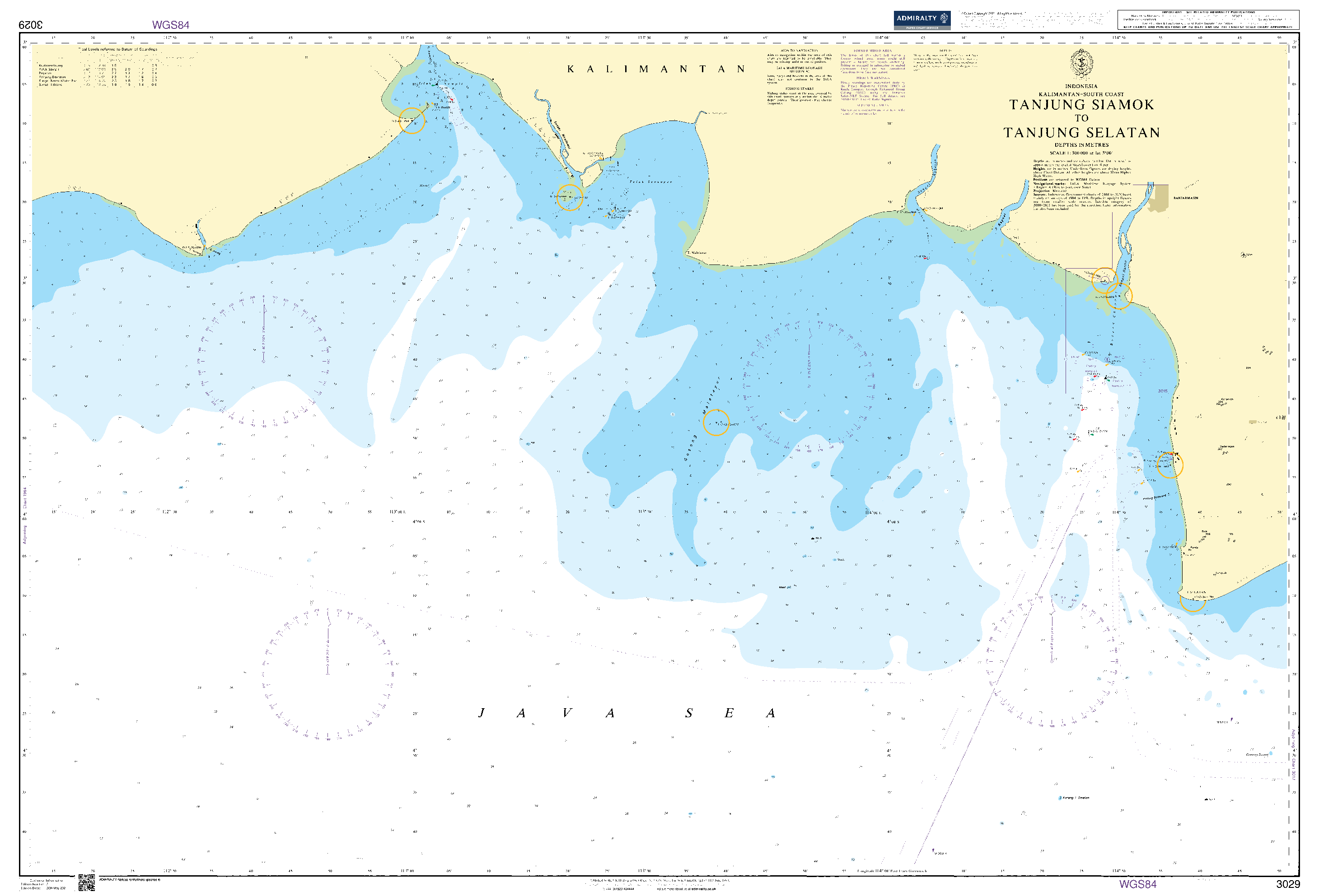 British Admiralty Nautical Chart 3029: Tanjung Siamok to Tanjung Selatan