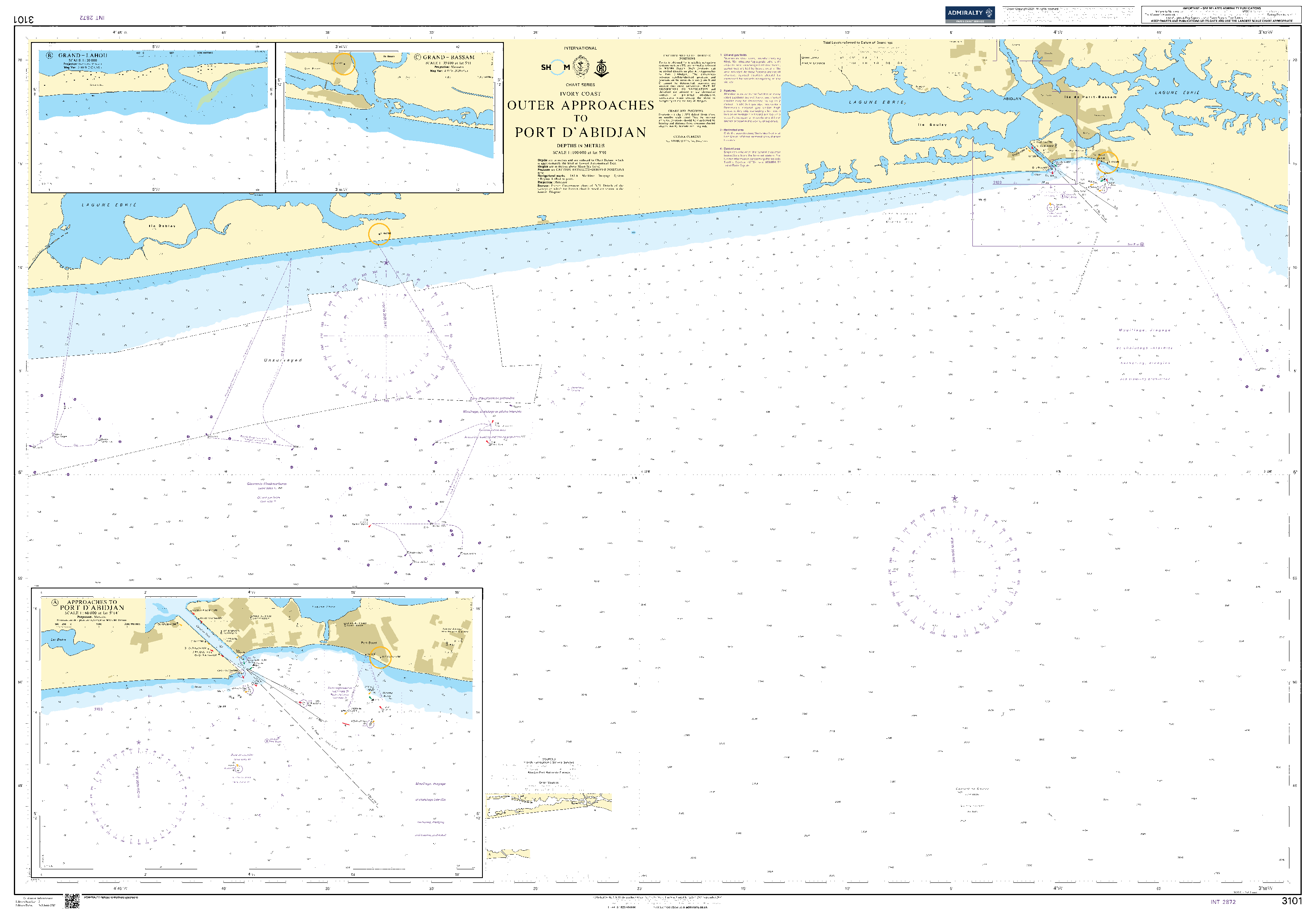 British Admiralty Nautical Chart 3101: Outer Approaches to Port D' Abidjan