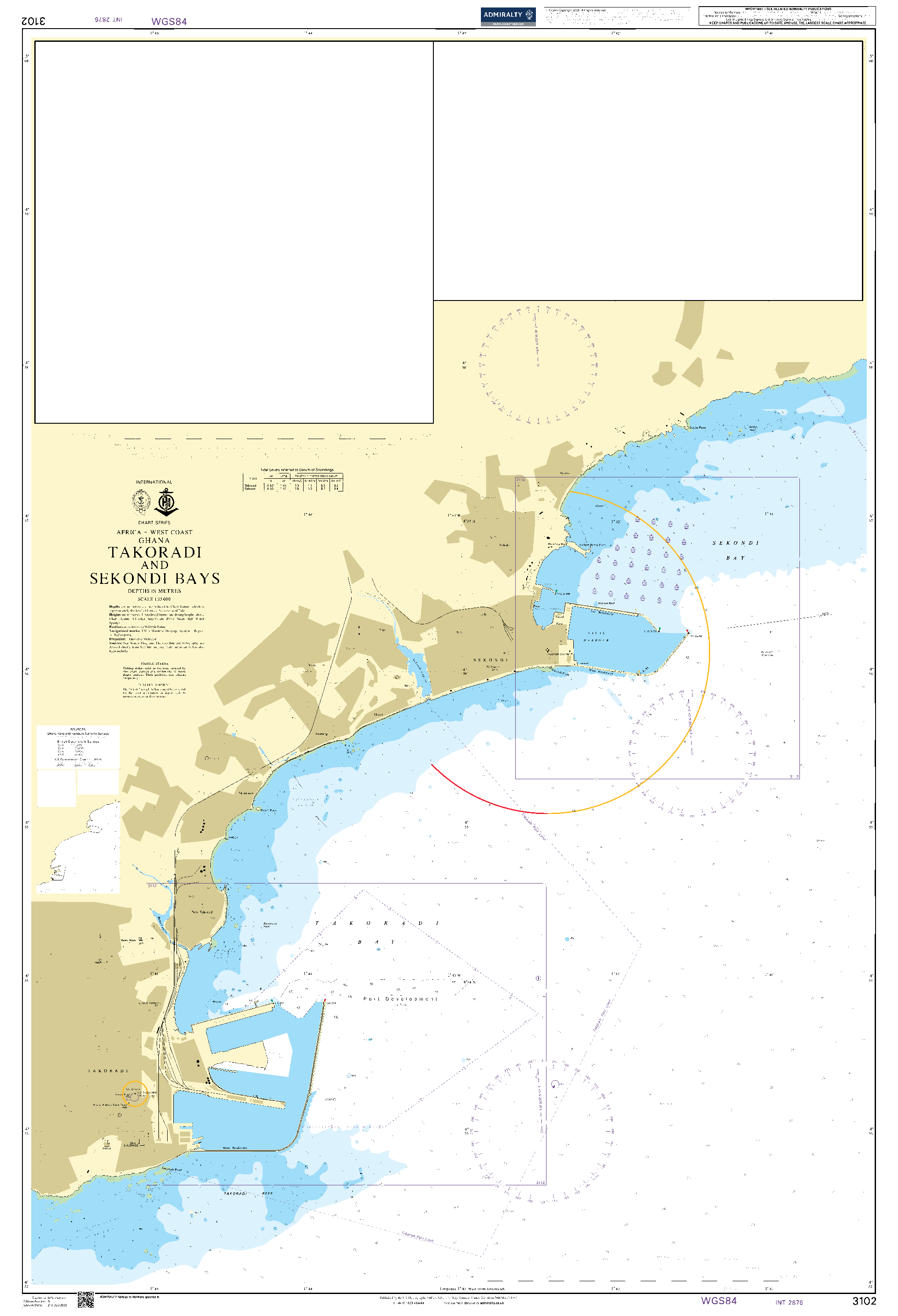 British Admiralty Nautical Chart 3102: Africa - West Coast – Ghana, Takoradi and Sekondi Bays