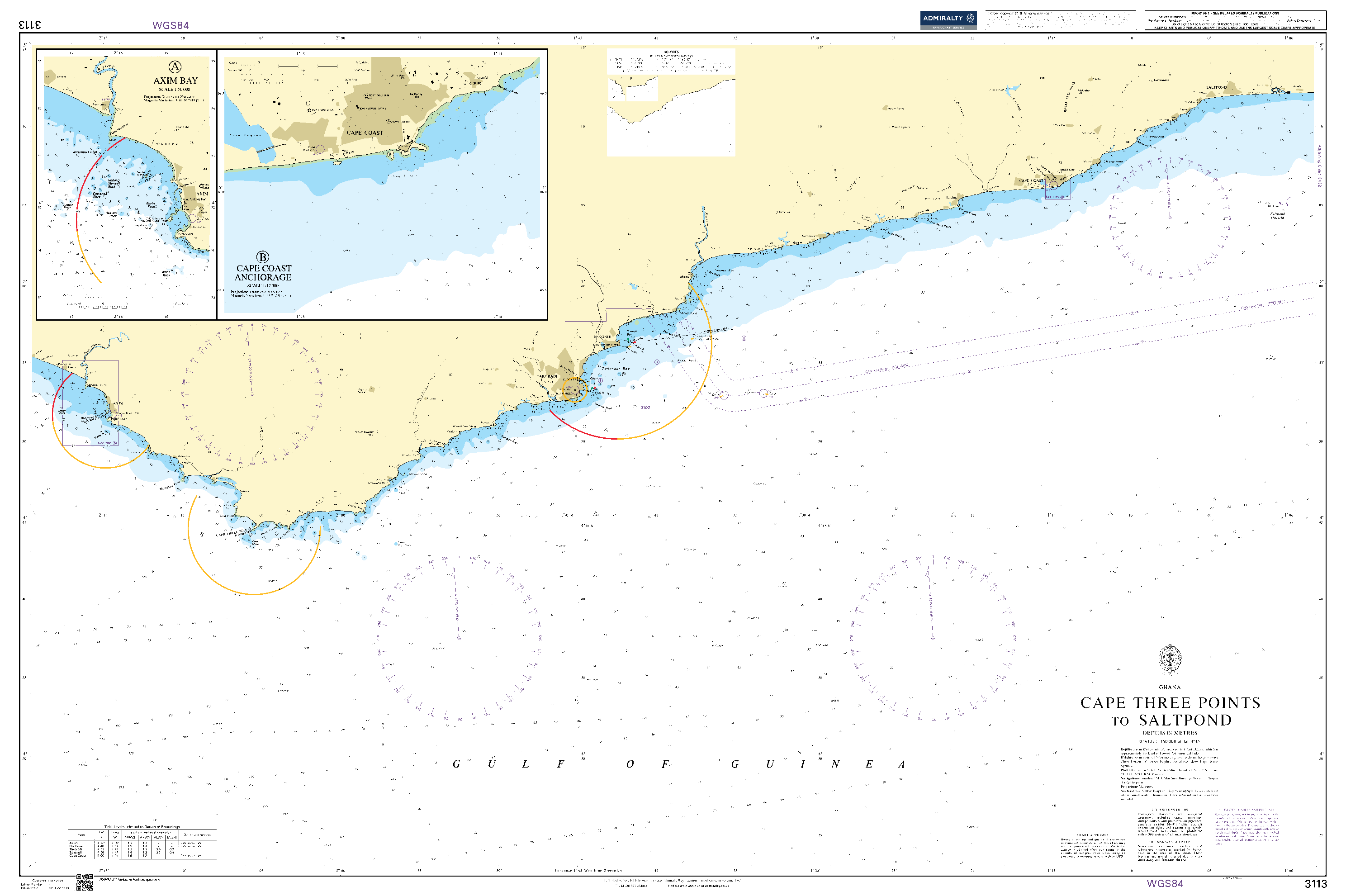 British Admiralty Nautical Chart 3113: Cape Three Points to Saltpond