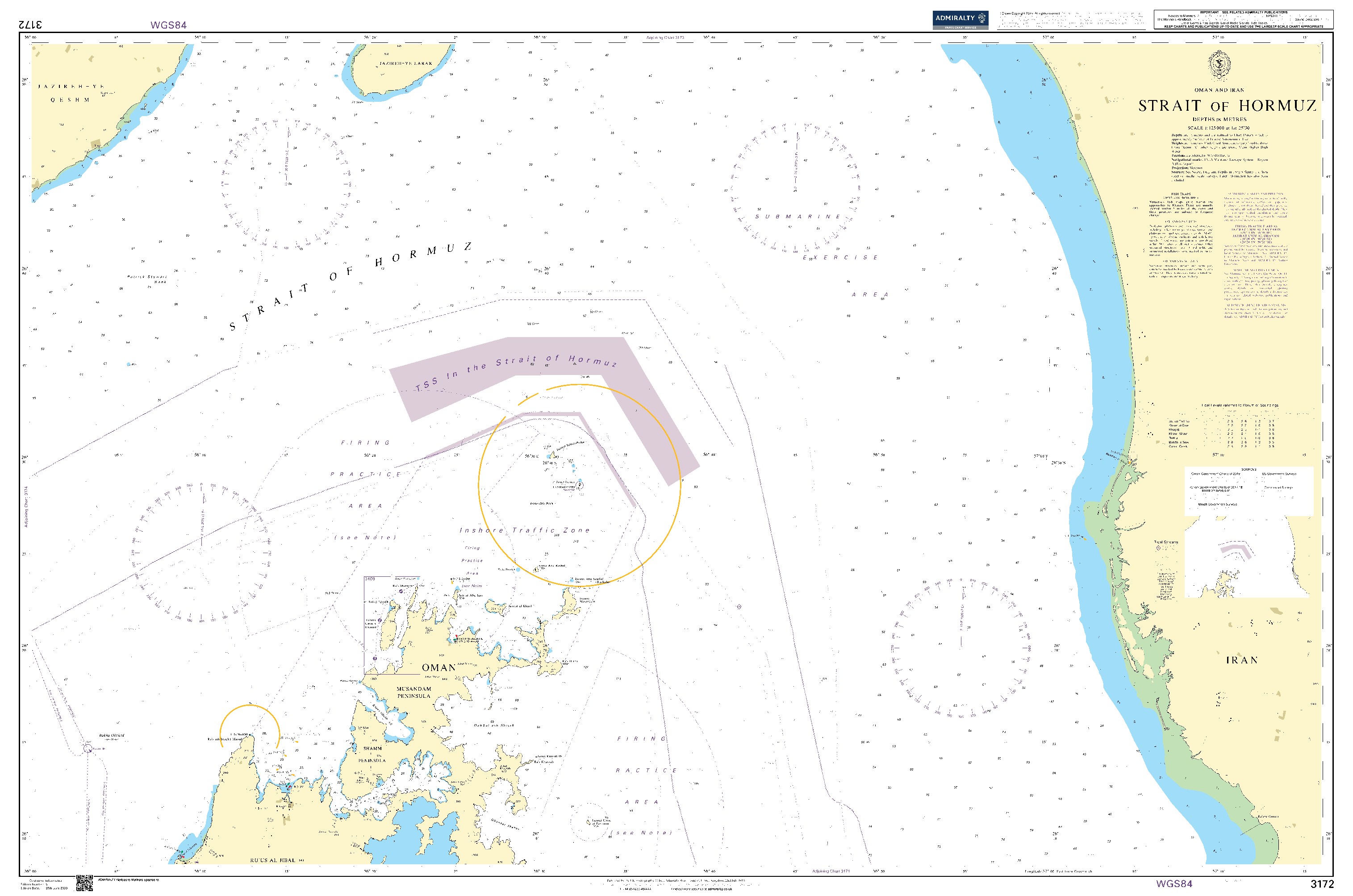 British Admiralty Nautical Chart  3172: Oman and Iran, Strait of Hormuz